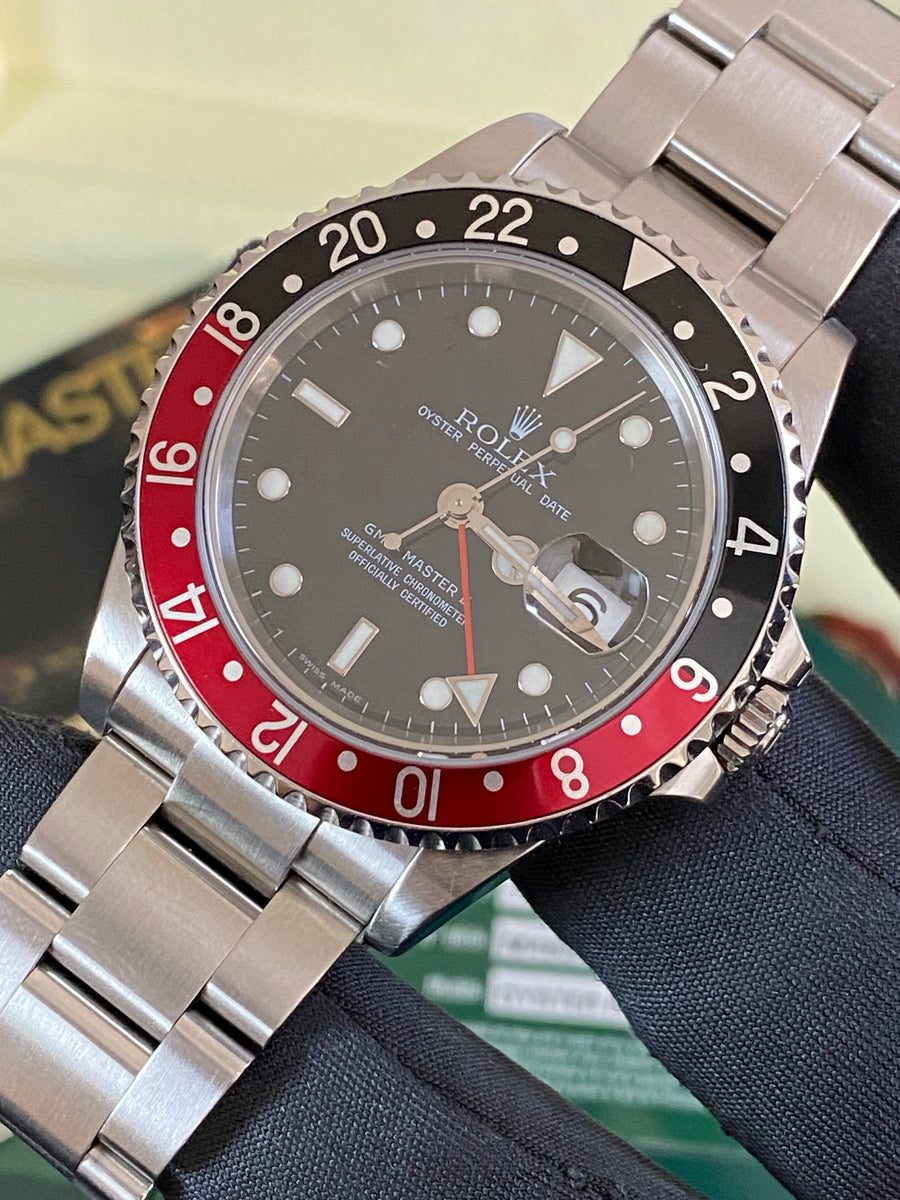 Rolex Steel GMT-Master II - M serial - "Coke" No Holes 3186 - Oyster Bracelet - 16710 *FULL SET*