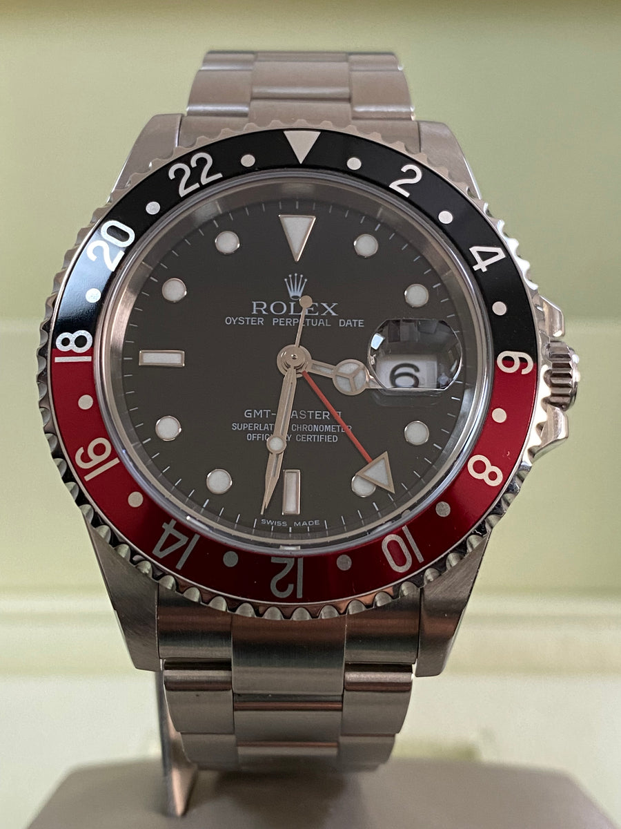 Rolex Steel GMT-Master II - M serial - "Coke" No Holes 3186 - Oyster Bracelet - 16710 *FULL SET*