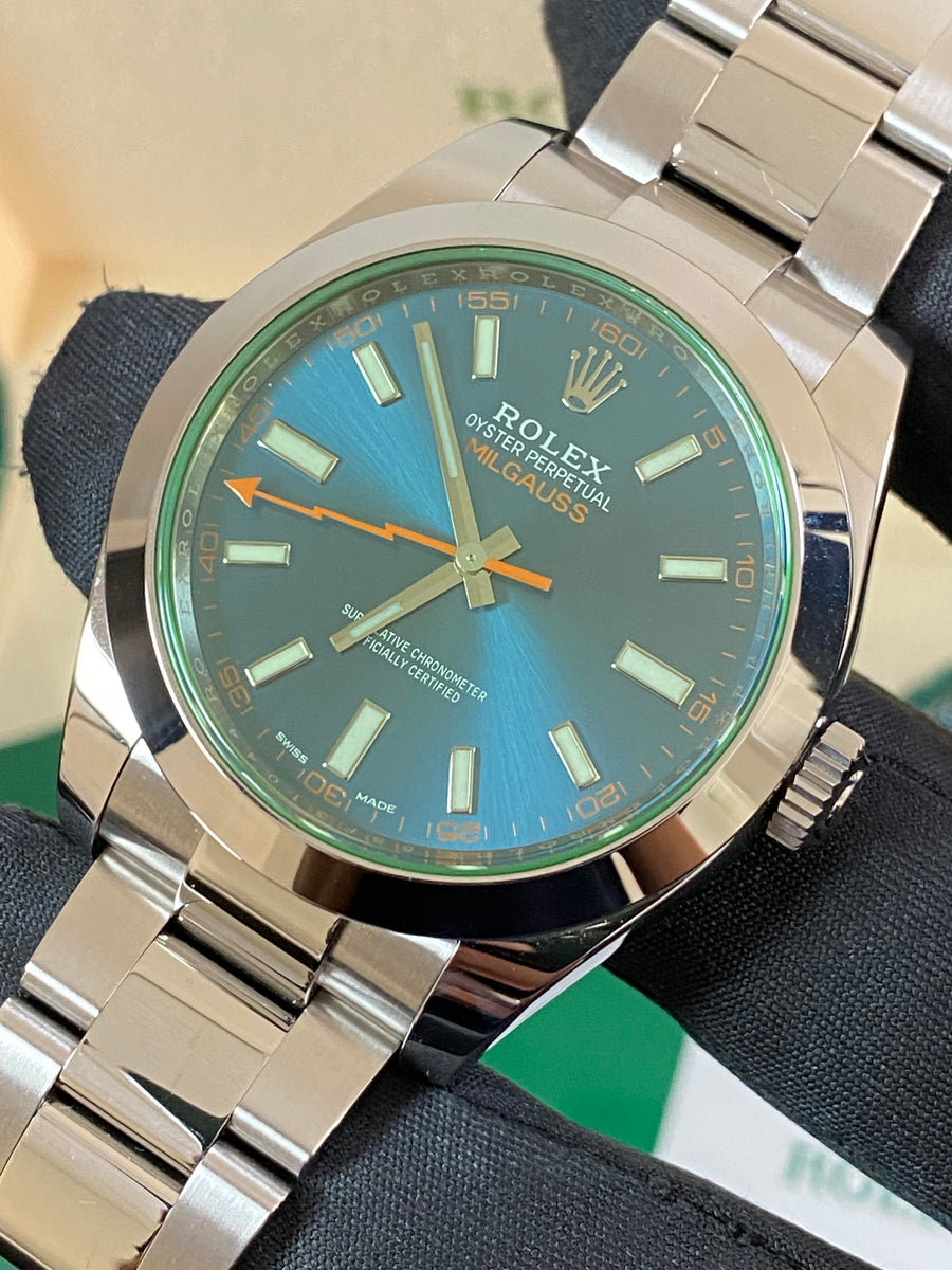 Rolex Milgauss - Blue Dial - Green Crystal - 2019 - 116400GV *FULL SET*