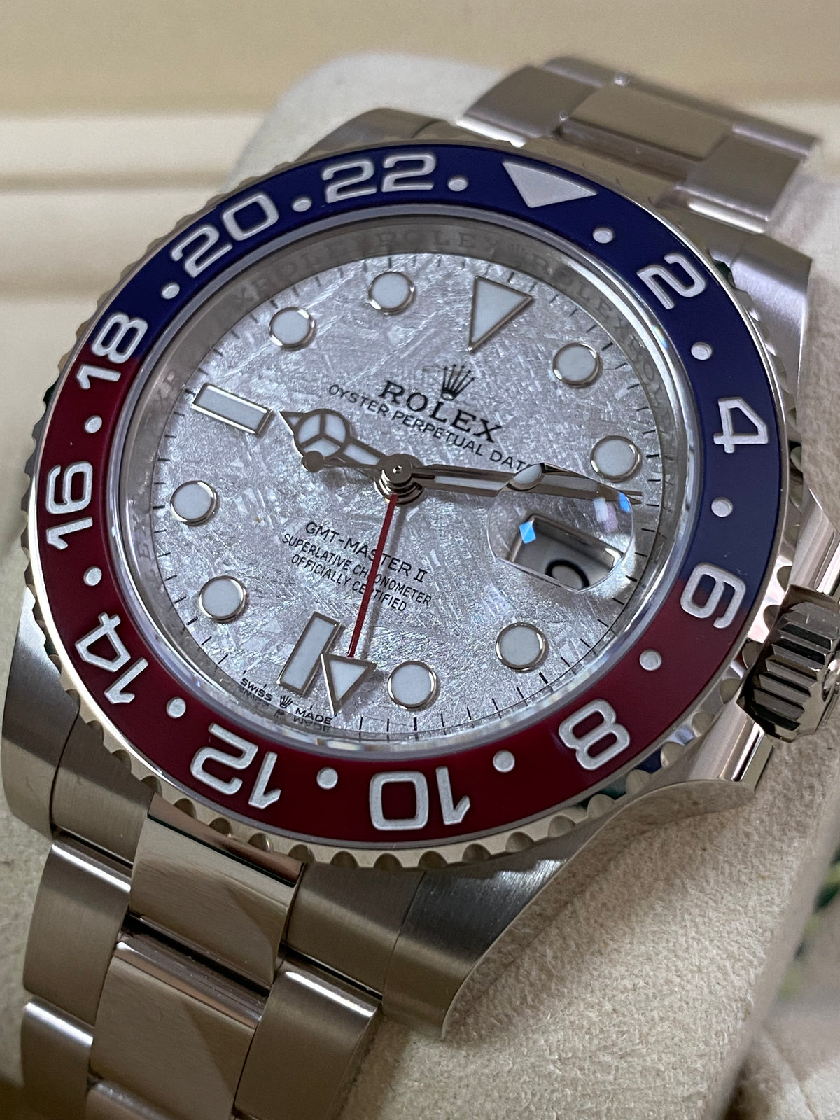 Rolex White Gold GMT-Master II - 2024 - "Pepsi" - Meteorite Dial - Oyster Bracelet - 126719BLRO *FULL SET*