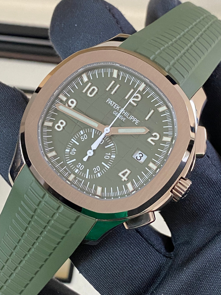 Patek Philippe Aquanaut White Gold - 2022 - 42.2 mm - Khaki Green Embossed Dial - 5968G-010 *FULL SET*