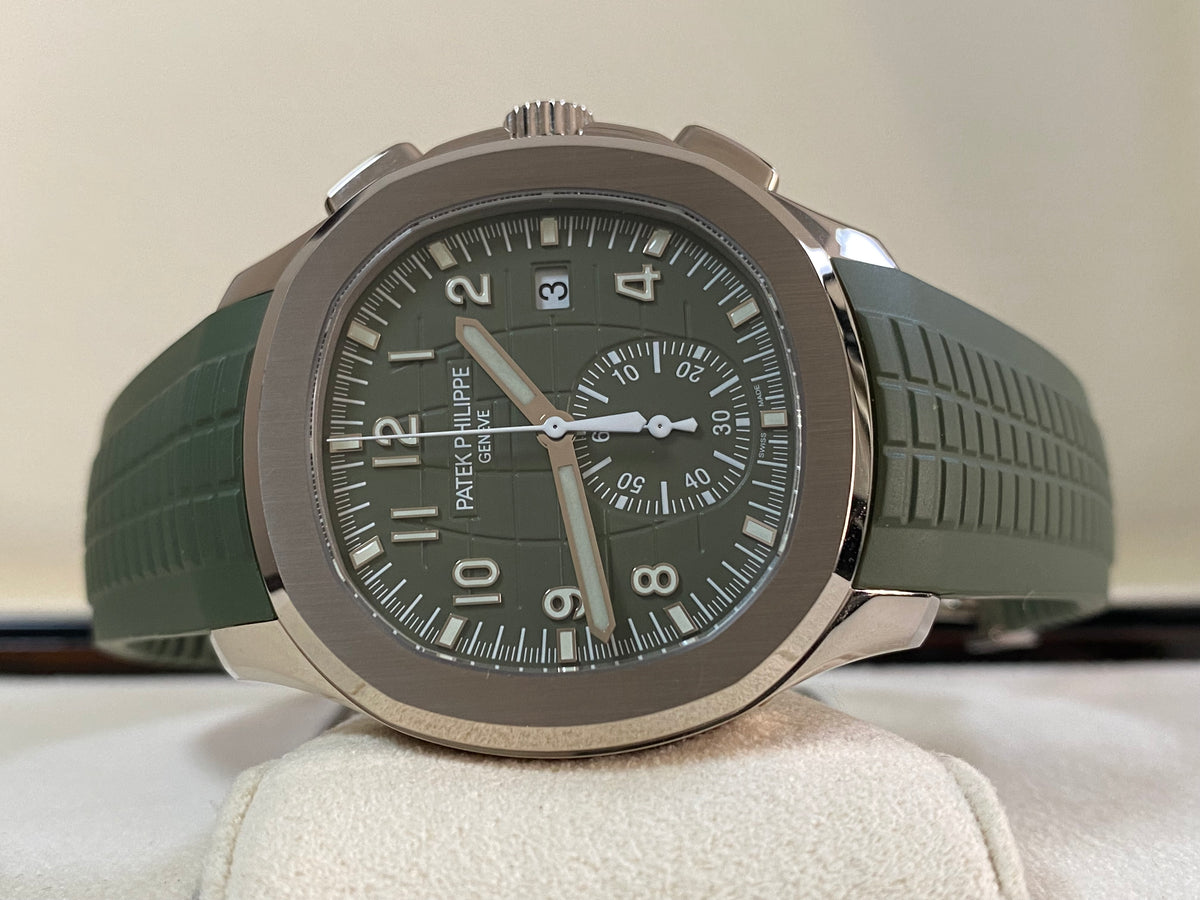 Patek Philippe Aquanaut White Gold - 2022 - 42.2 mm - Khaki Green Embossed Dial - 5968G-010 *FULL SET*