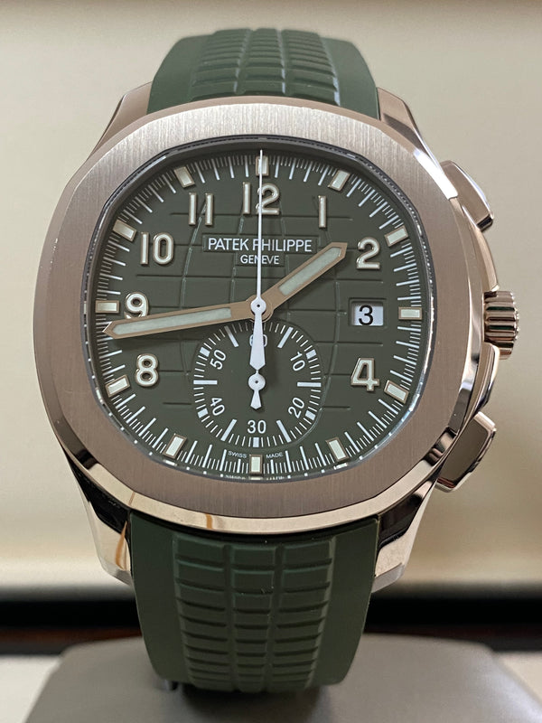 Patek Philippe Aquanaut White Gold - 2022 - 42.2 mm - Khaki Green Embossed Dial - 5968G-010 *FULL SET*