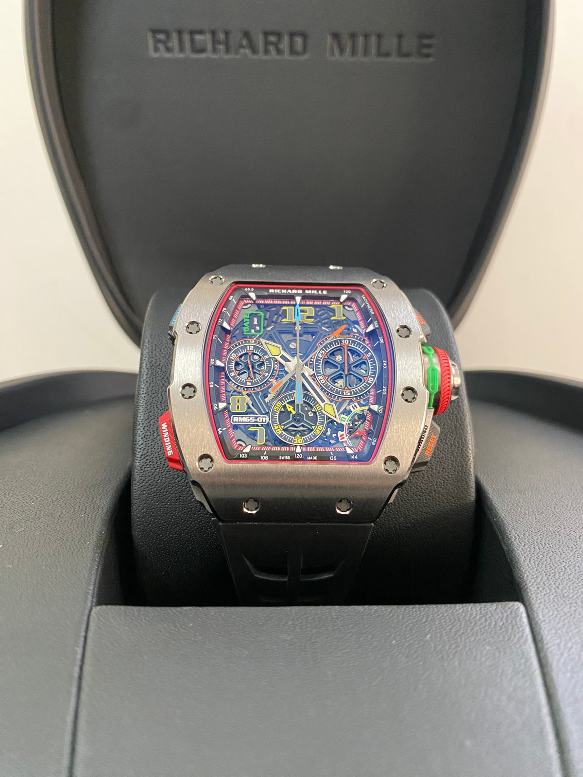 Richard Mille Split-Seconds Chronograph Titanium - 2023 - Skeleton Arabic Dial - Rubber Bracelet - RM65-01 *COMPLETE SET*