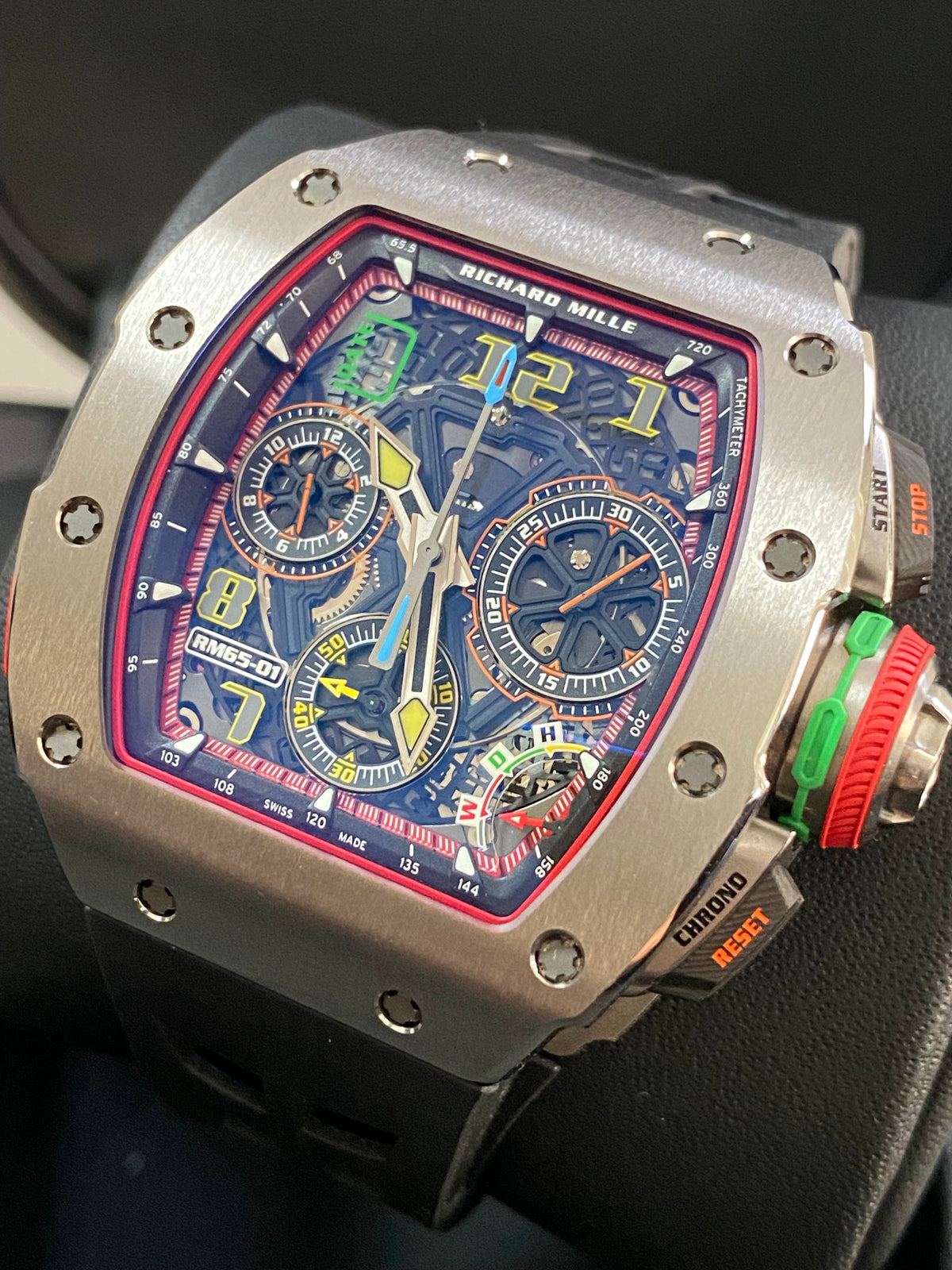 Richard Mille Split-Seconds Chronograph Titanium - 2023 - Skeleton Arabic Dial - Rubber Bracelet - RM65-01 *COMPLETE SET*