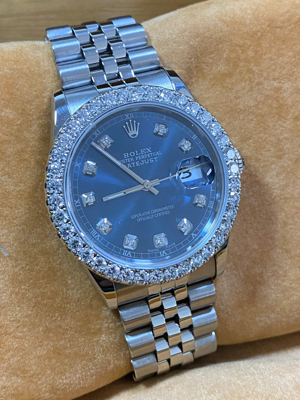 Rolex Steel Datejust 36 - W Serial - Diamond Bezel - Blue Diamond Dial - Jubilee Bracelet - 16234