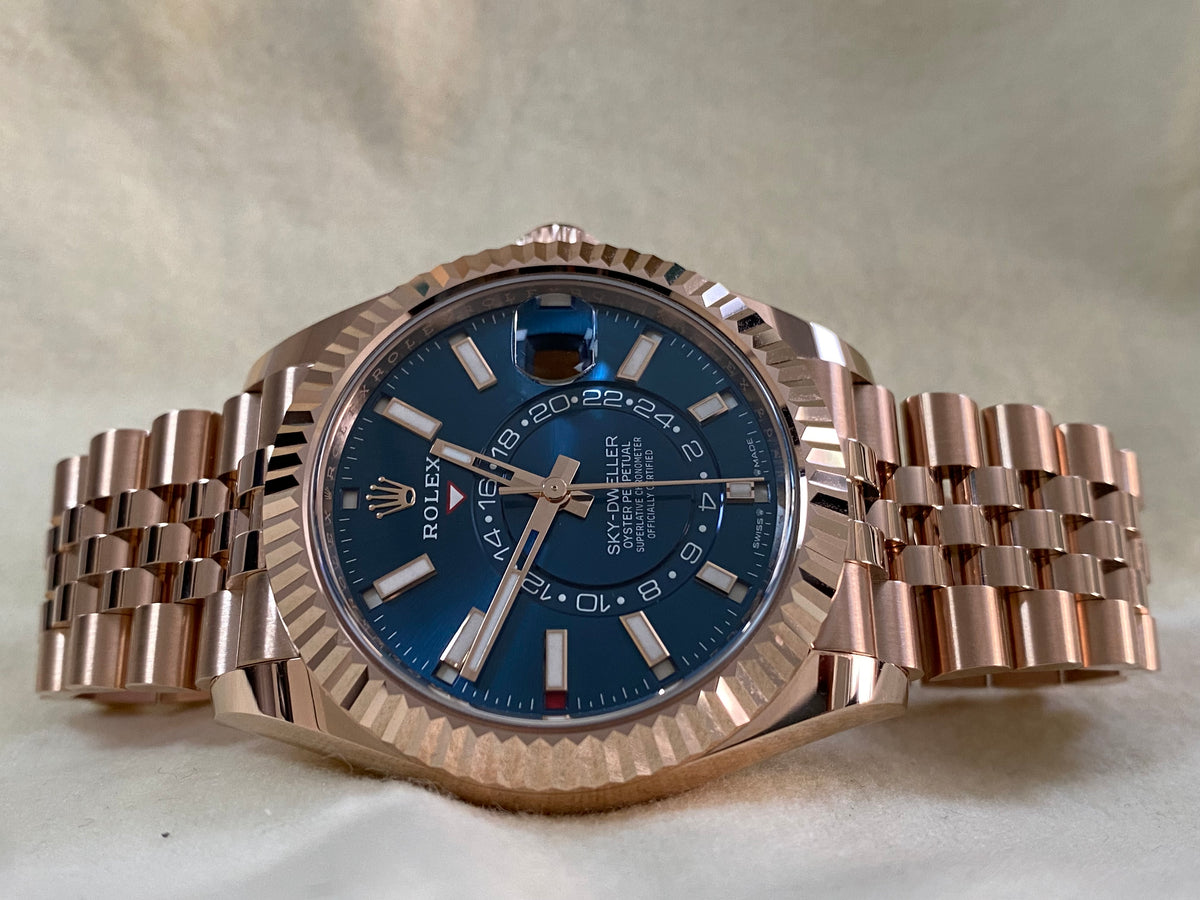 Rolex Everose Gold Sky-Dweller - 2024 - Blue Index Dial - Jubilee Bracelet - 336935 *FULL SET*