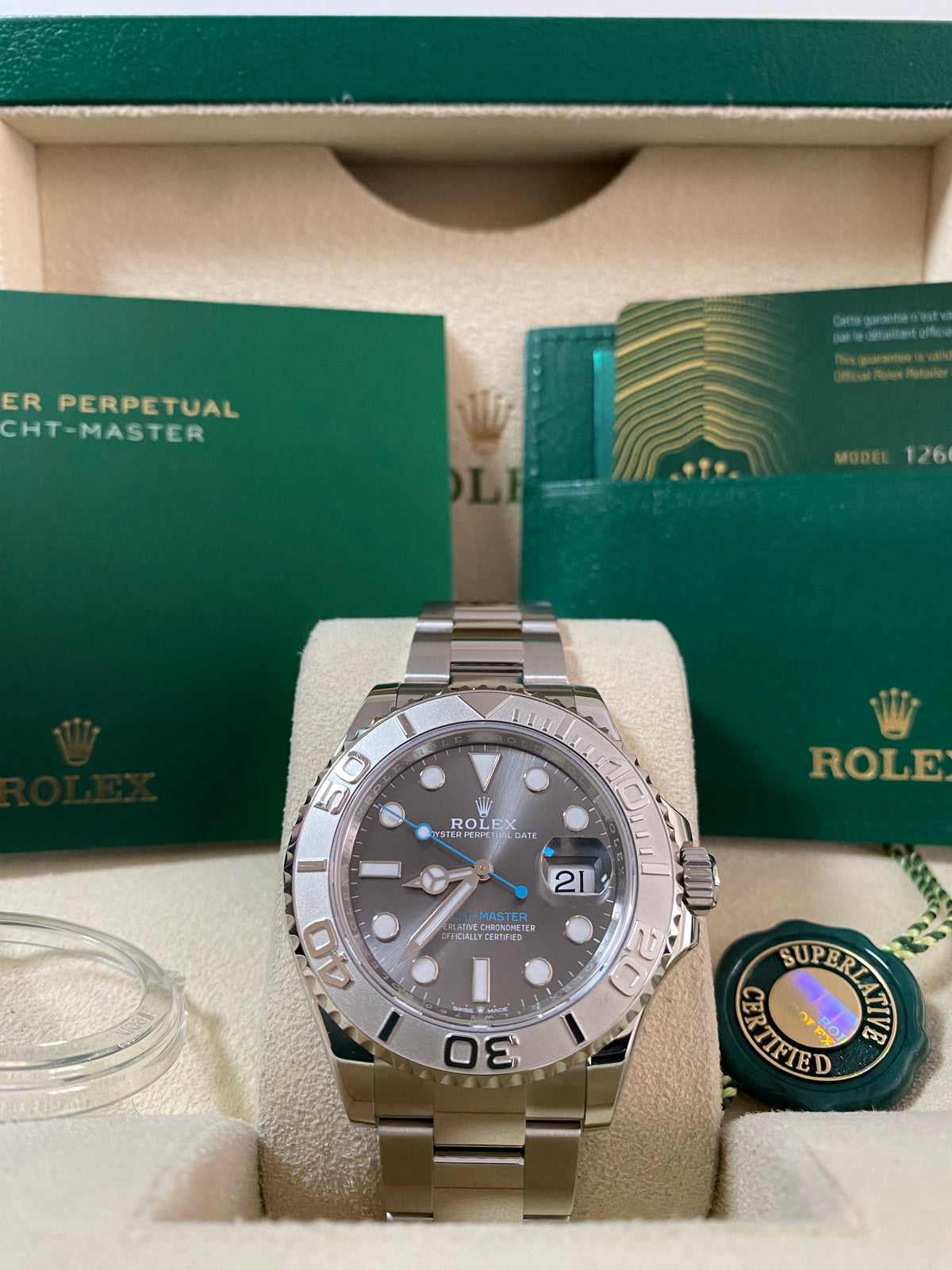 Rolex Steel and Platinum Yacht-Master 40 - 2024- Grey Dial - Platinum Bezel - 126622 *FULL SET*