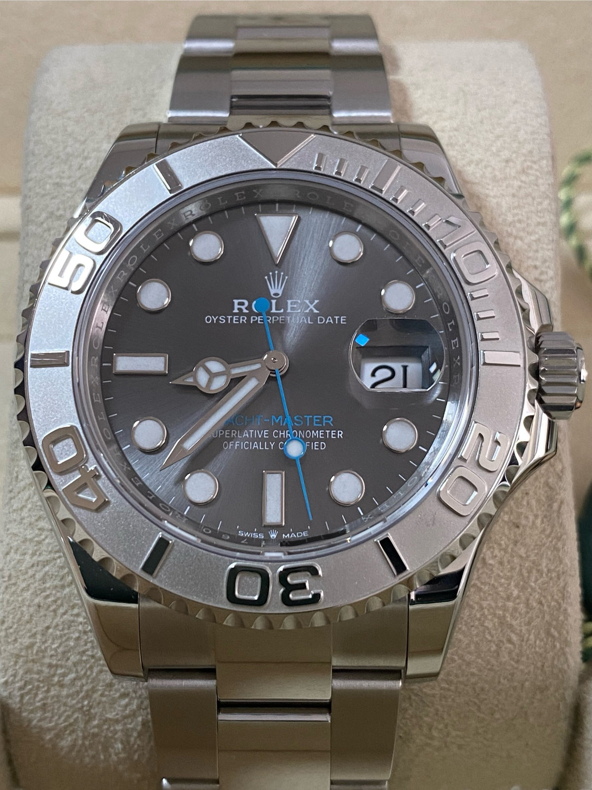 Rolex Steel and Platinum Yacht-Master 40 - 2024- Grey Dial - Platinum Bezel - 126622 *FULL SET*