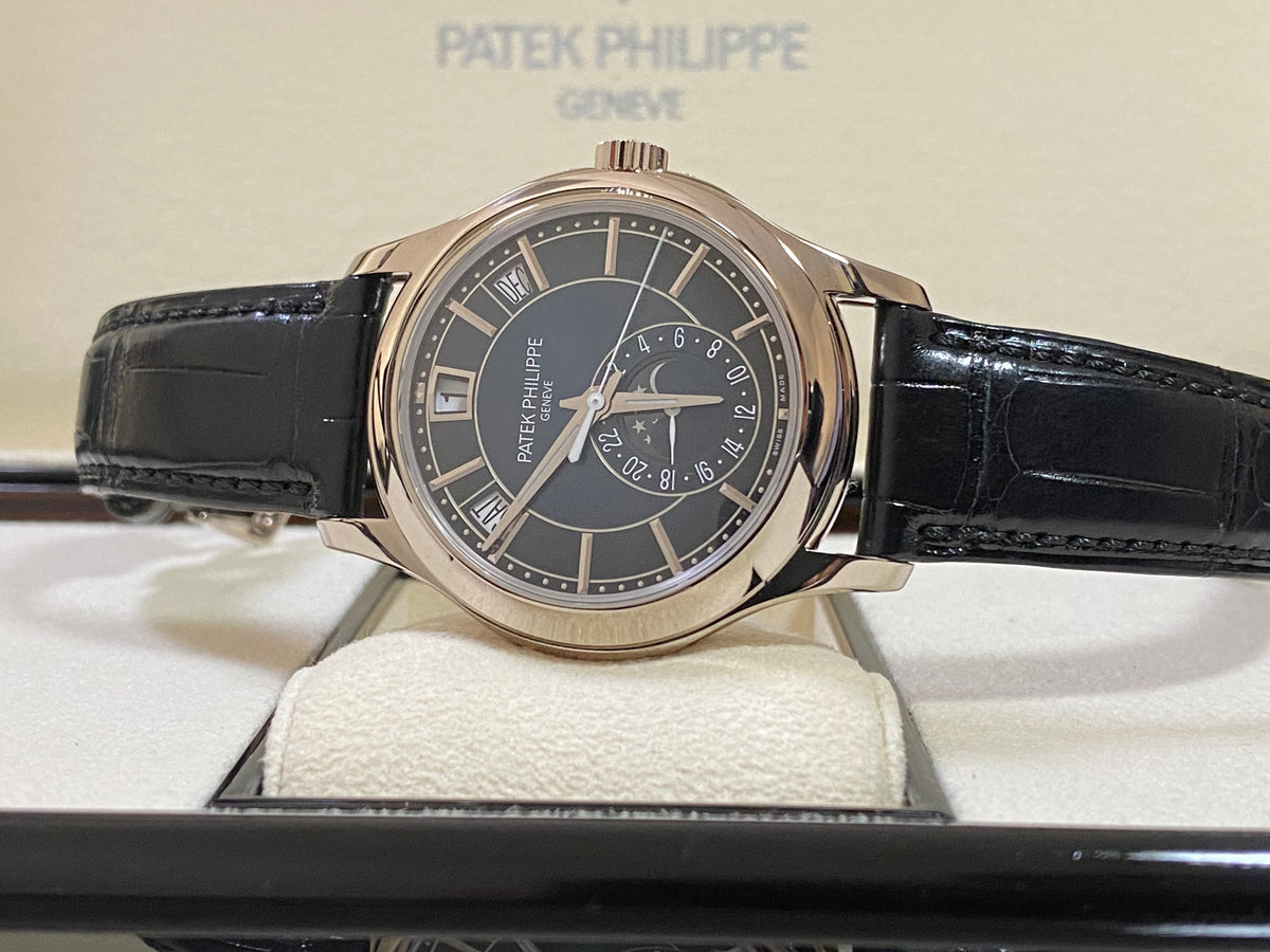 Patek Philippe Complications Annual Calendar "Moon Phases" - Blue Sunburst Dial - 5205G-013