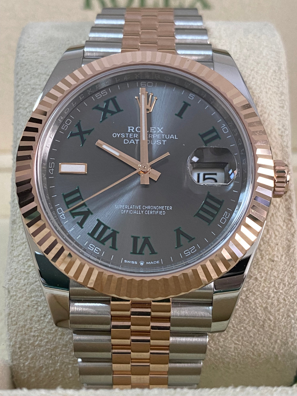 Rolex Steel and Everose Gold Datejust 41 - 2024 - Fluted Bezel - "Wimbledon" Dial - Jubilee Bracelet - 126331 *FULL SET*