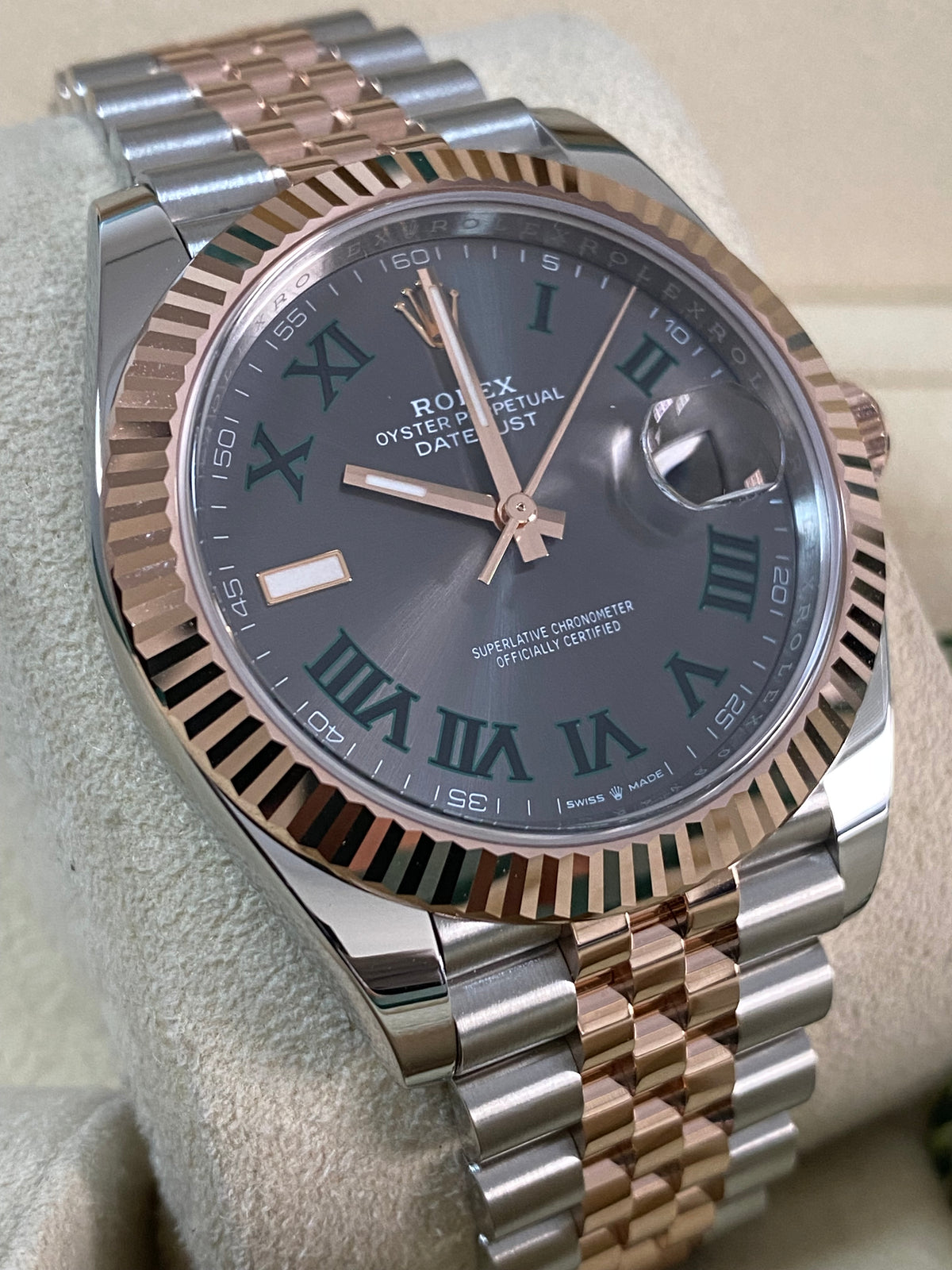 Rolex Steel and Everose Gold Datejust 41 - 2024 - Fluted Bezel - "Wimbledon" Dial - Jubilee Bracelet - 126331 *FULL SET*