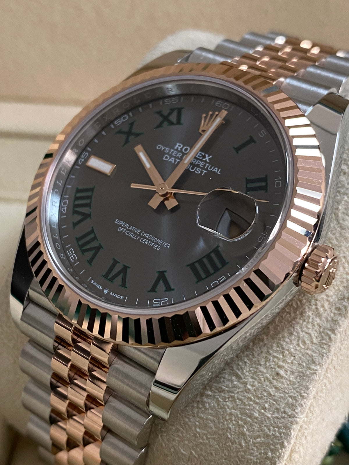 Rolex Steel and Everose Gold Datejust 41 - 2024 - Fluted Bezel - "Wimbledon" Dial - Jubilee Bracelet - 126331 *FULL SET*