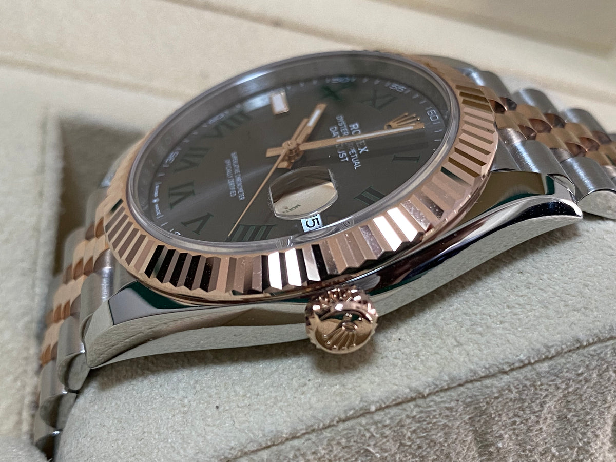 Rolex Steel and Everose Gold Datejust 41 - 2024 - Fluted Bezel - "Wimbledon" Dial - Jubilee Bracelet - 126331 *FULL SET*