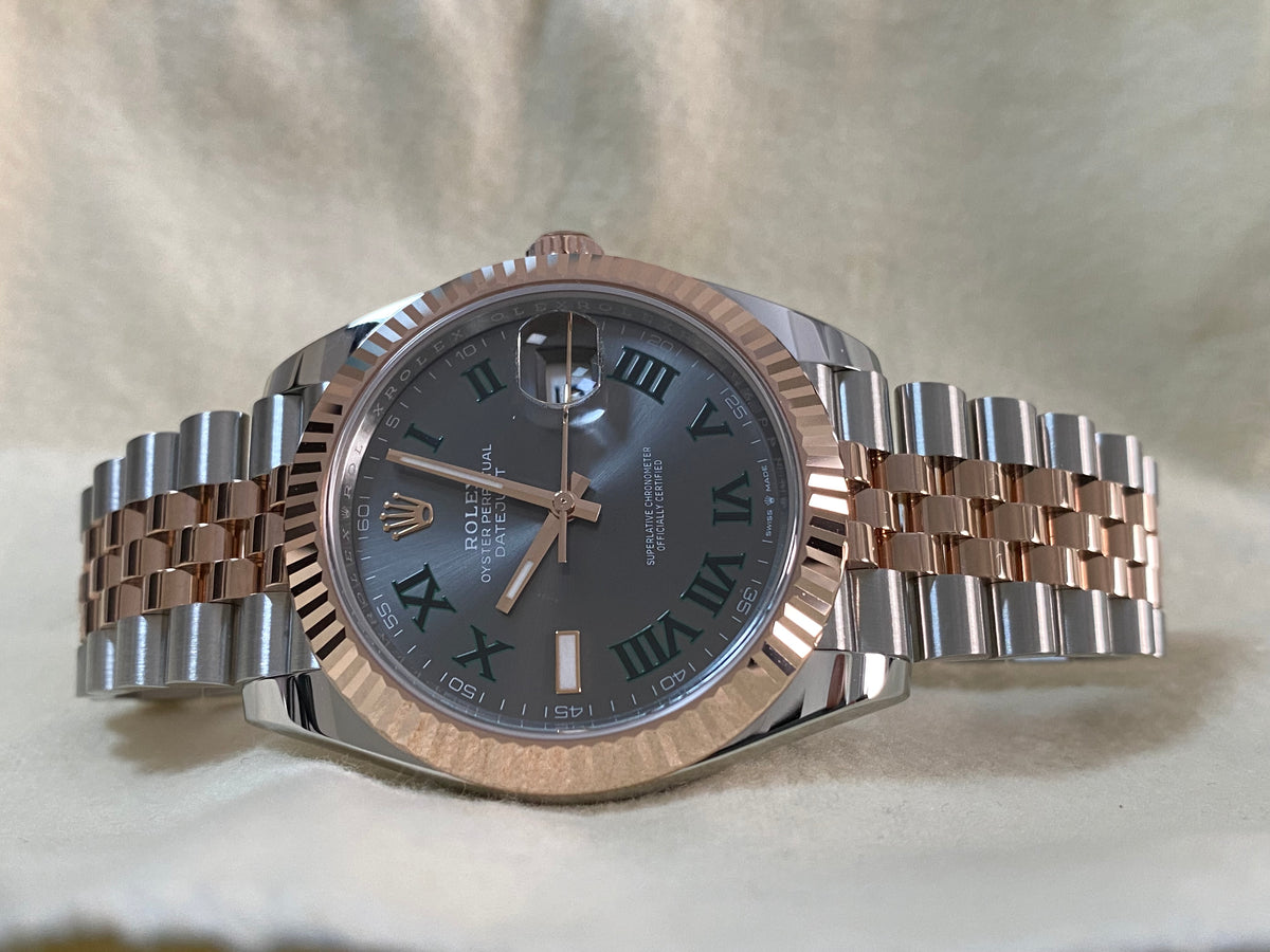 Rolex Steel and Everose Gold Datejust 41 - 2024 - Fluted Bezel - "Wimbledon" Dial - Jubilee Bracelet - 126331 *FULL SET*