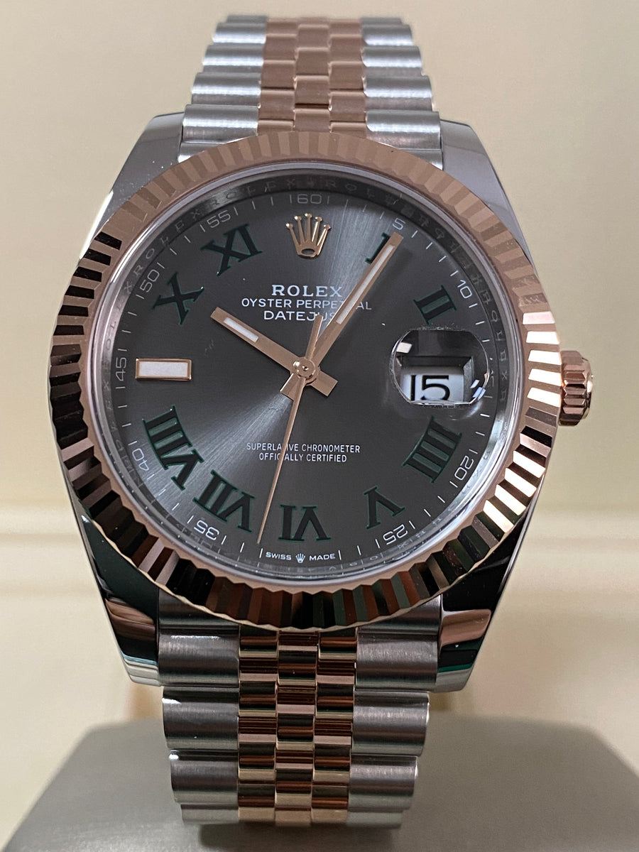 Rolex Steel and Everose Gold Datejust 41 - 2024 - Fluted Bezel - "Wimbledon" Dial - Jubilee Bracelet - 126331 *FULL SET*