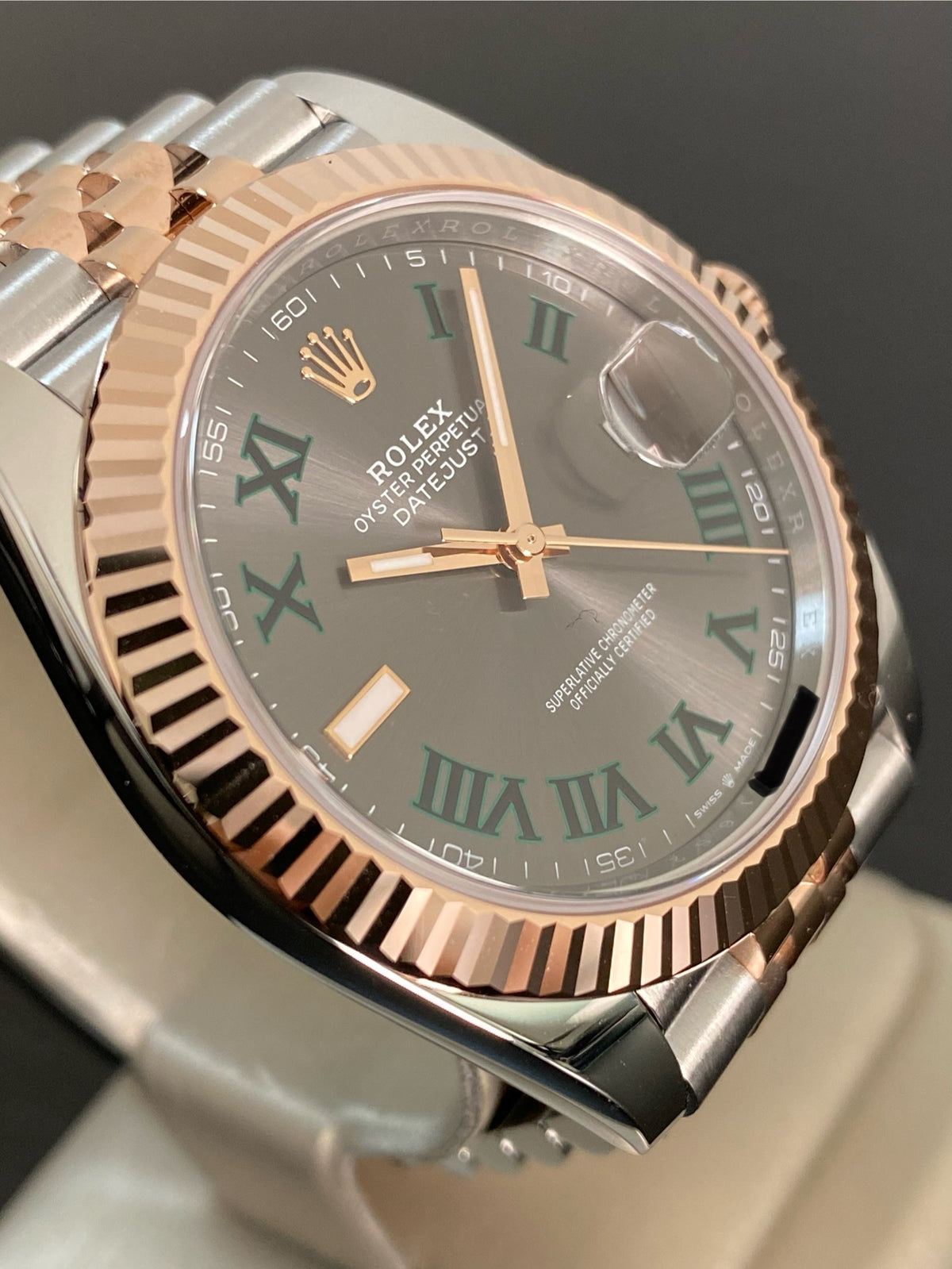 Rolex Steel and Everose Gold Datejust 41 - 2024 - Fluted Bezel - "Wimbledon" Dial - Jubilee Bracelet - 126331 *FULL SET*