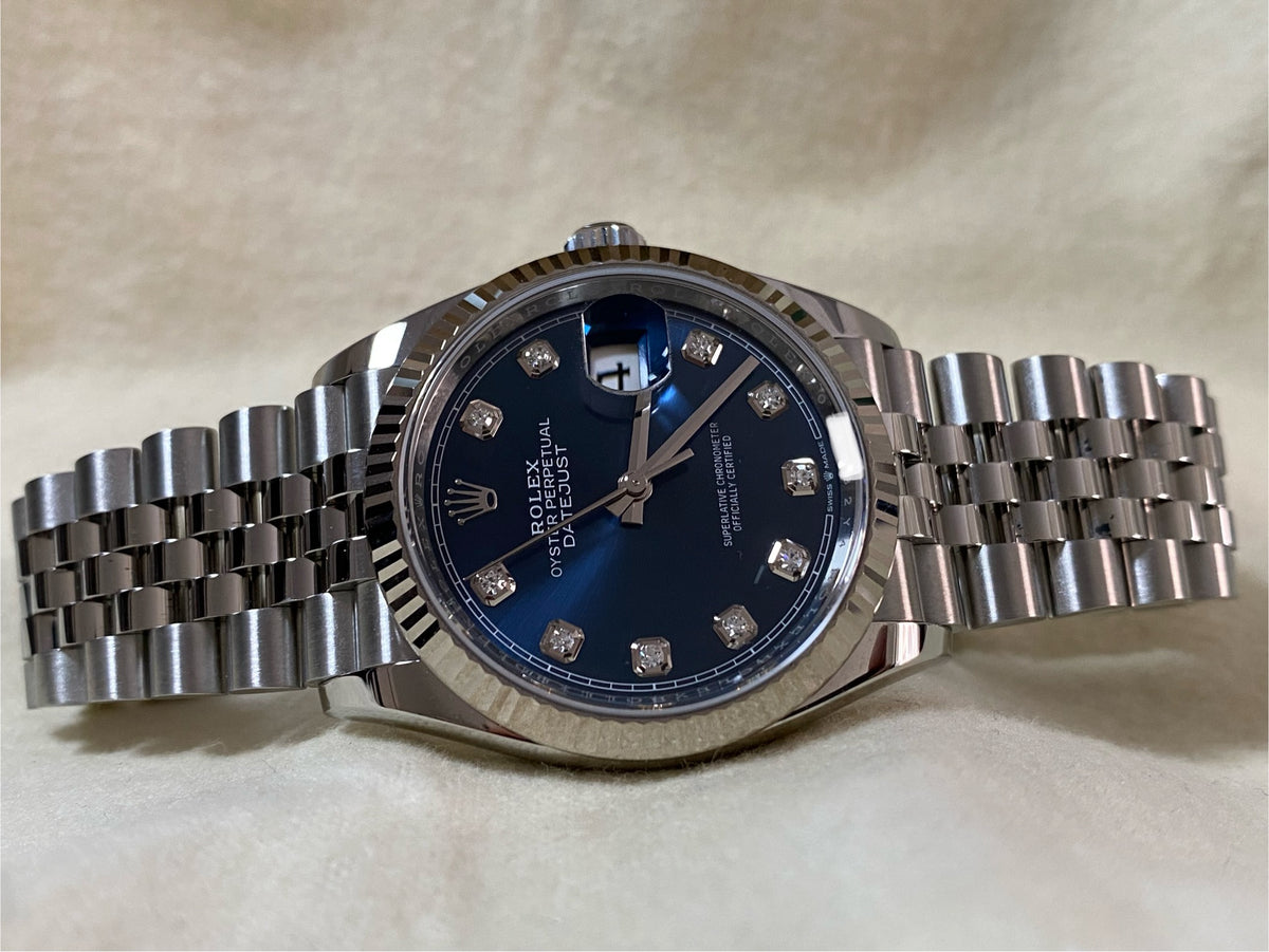 Rolex Steel Datejust 36 - 2024 - Fluted Bezel - Blue Diamond Dial - Jubilee Bracelet - 126234 *FULL SET*