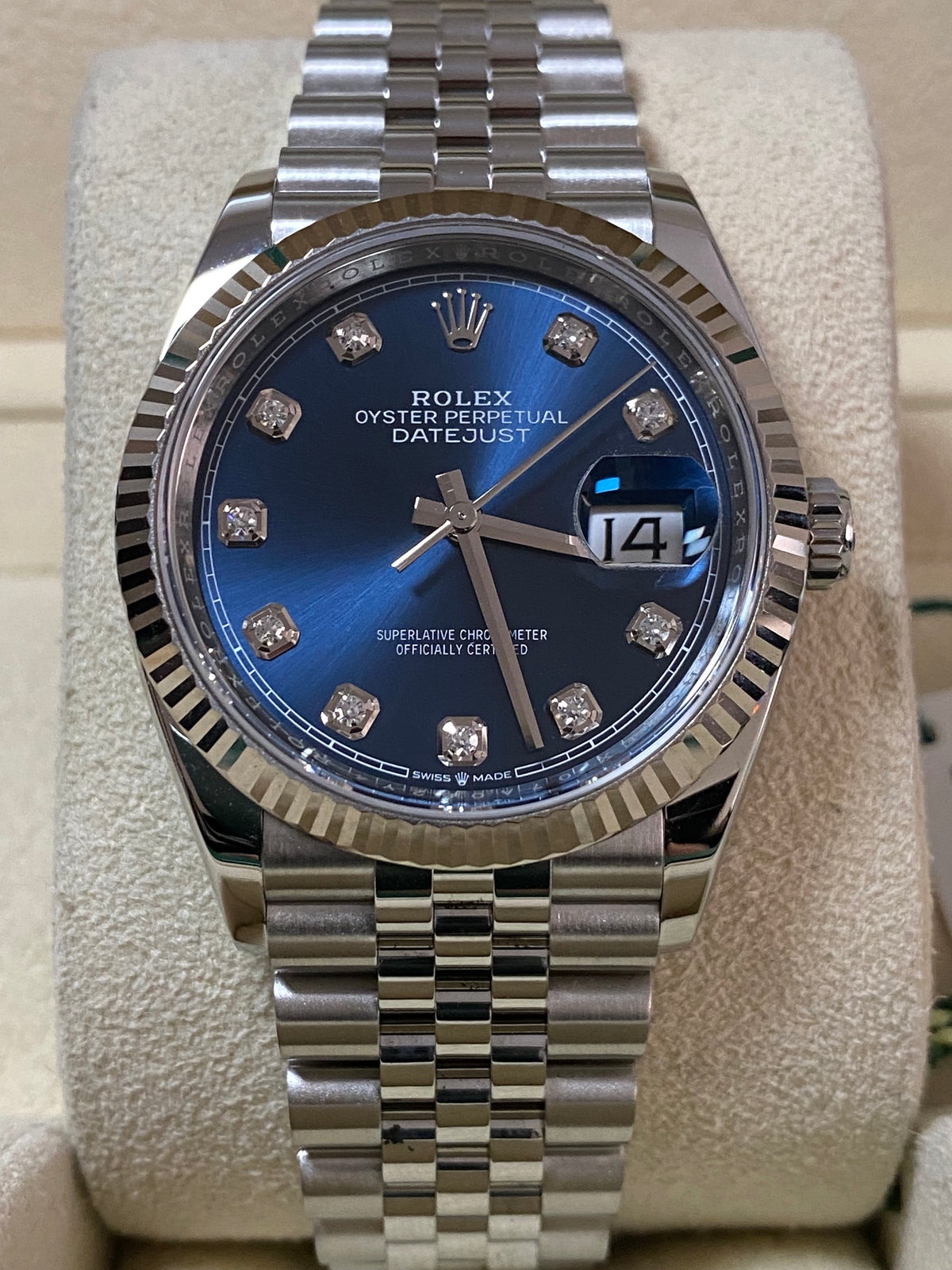 Rolex Steel Datejust 36 - 2024 - Fluted Bezel - Blue Diamond Dial - Jubilee Bracelet - 126234 *FULL SET*