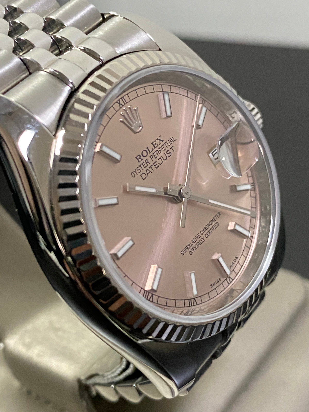 Rolex Steel Datejust 36 - Fluted Bezel - Pink Index Dial - Jubilee Bracelet - 116234