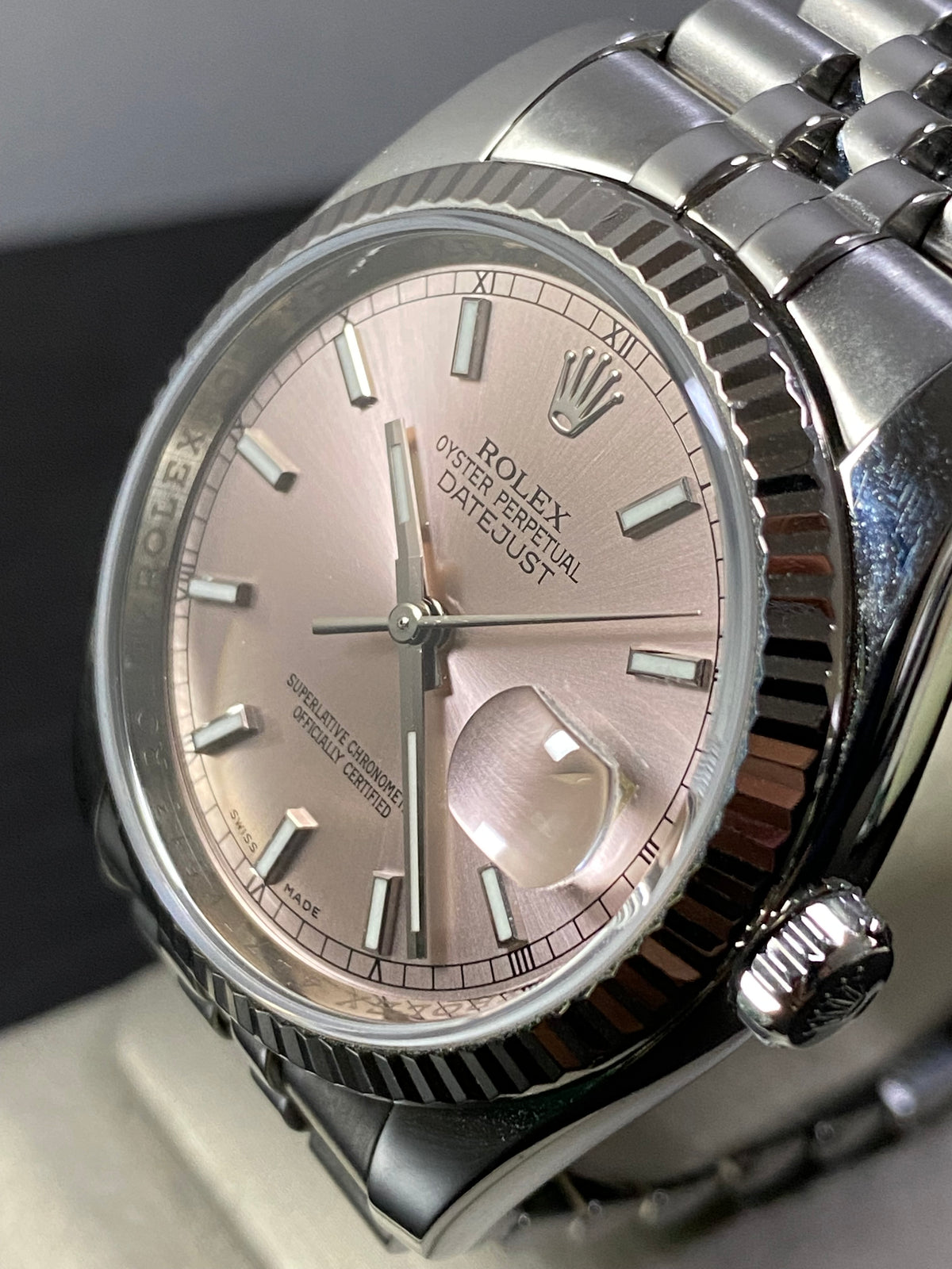 Rolex Steel Datejust 36 - Fluted Bezel - Pink Index Dial - Jubilee Bracelet - 116234