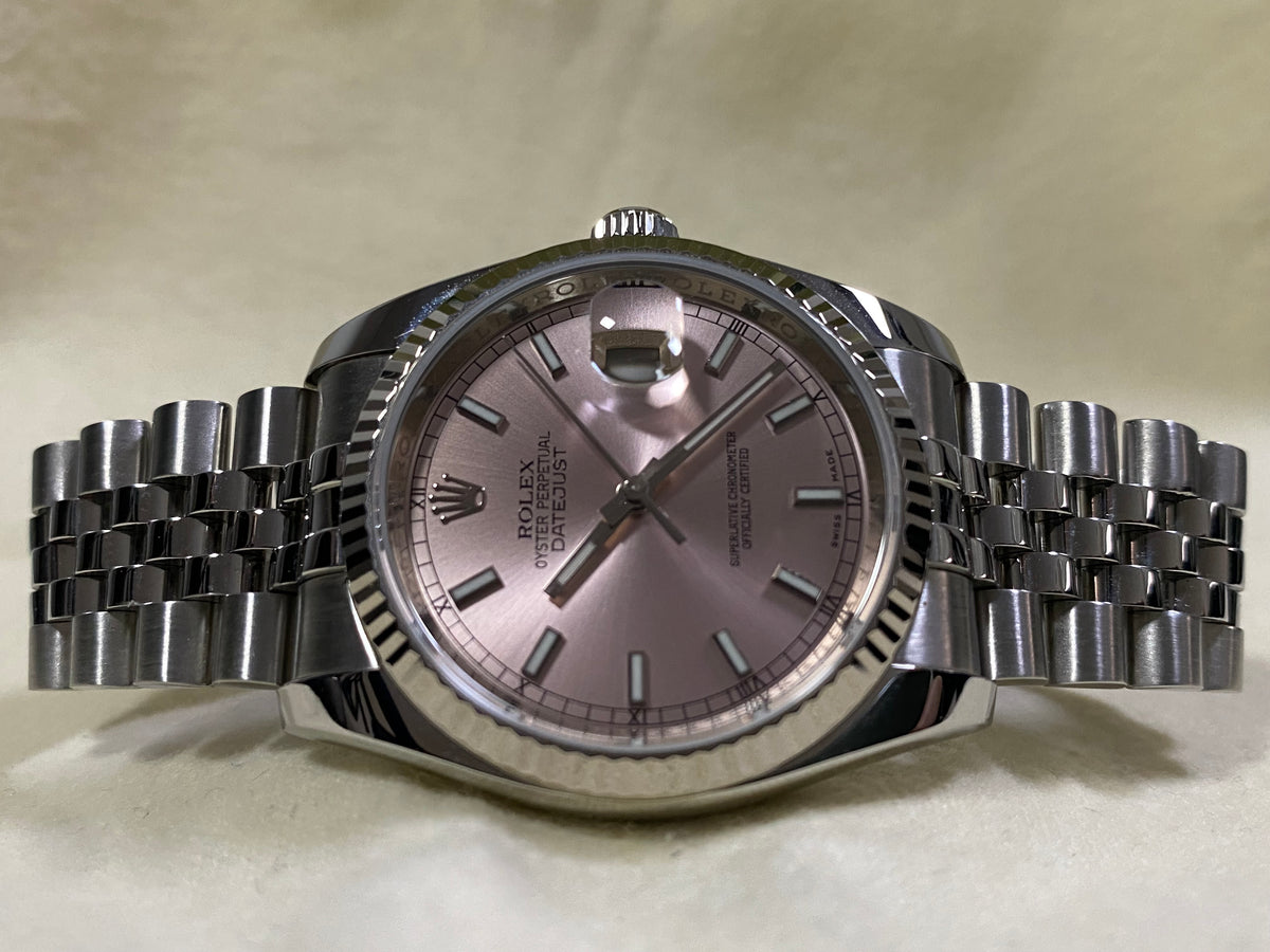 Rolex Steel Datejust 36 - Fluted Bezel - Pink Index Dial - Jubilee Bracelet - 116234