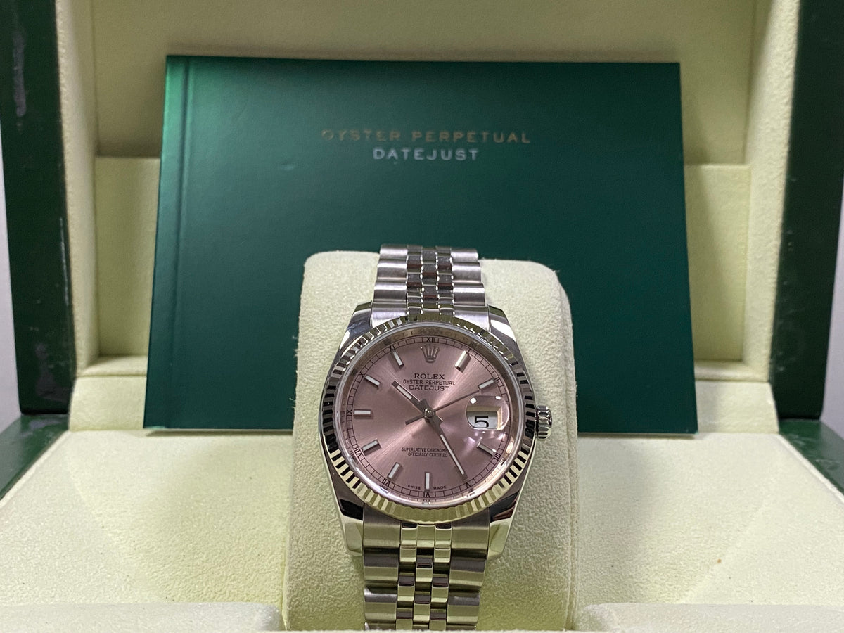 Rolex Steel Datejust 36 - Fluted Bezel - Pink Index Dial - Jubilee Bracelet - 116234