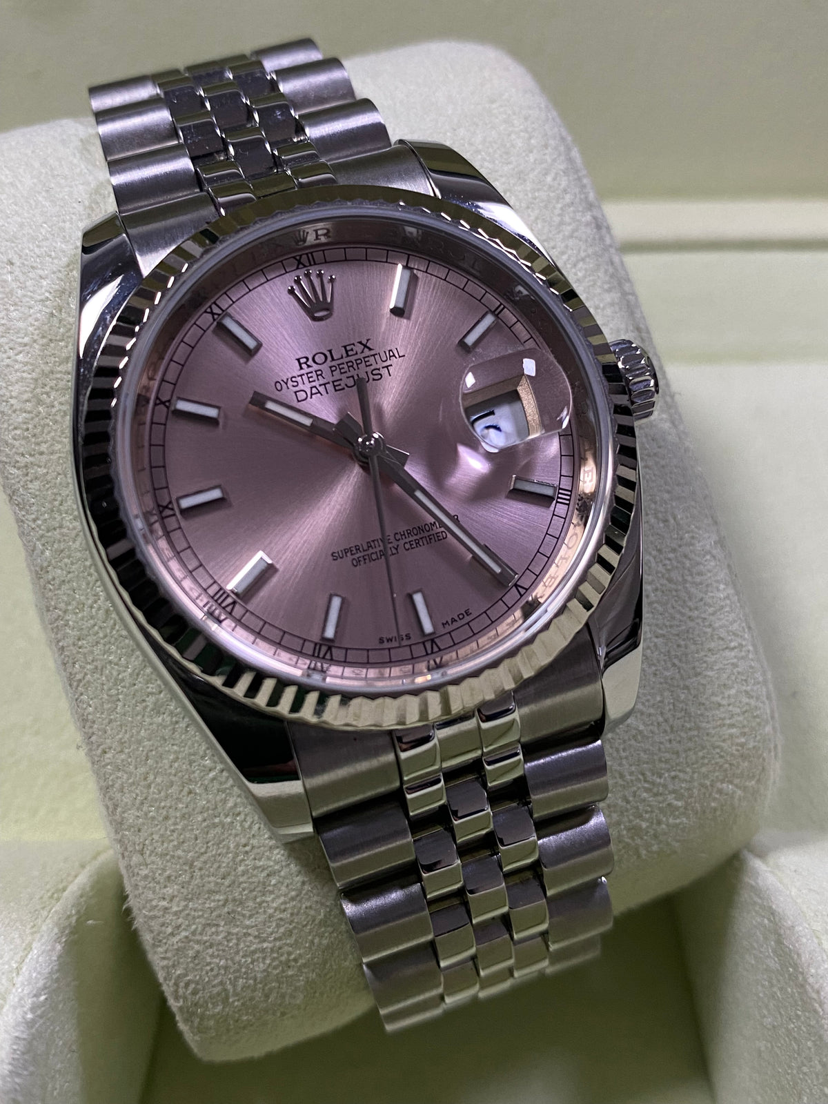 Rolex Steel Datejust 36 - Fluted Bezel - Pink Index Dial - Jubilee Bracelet - 116234