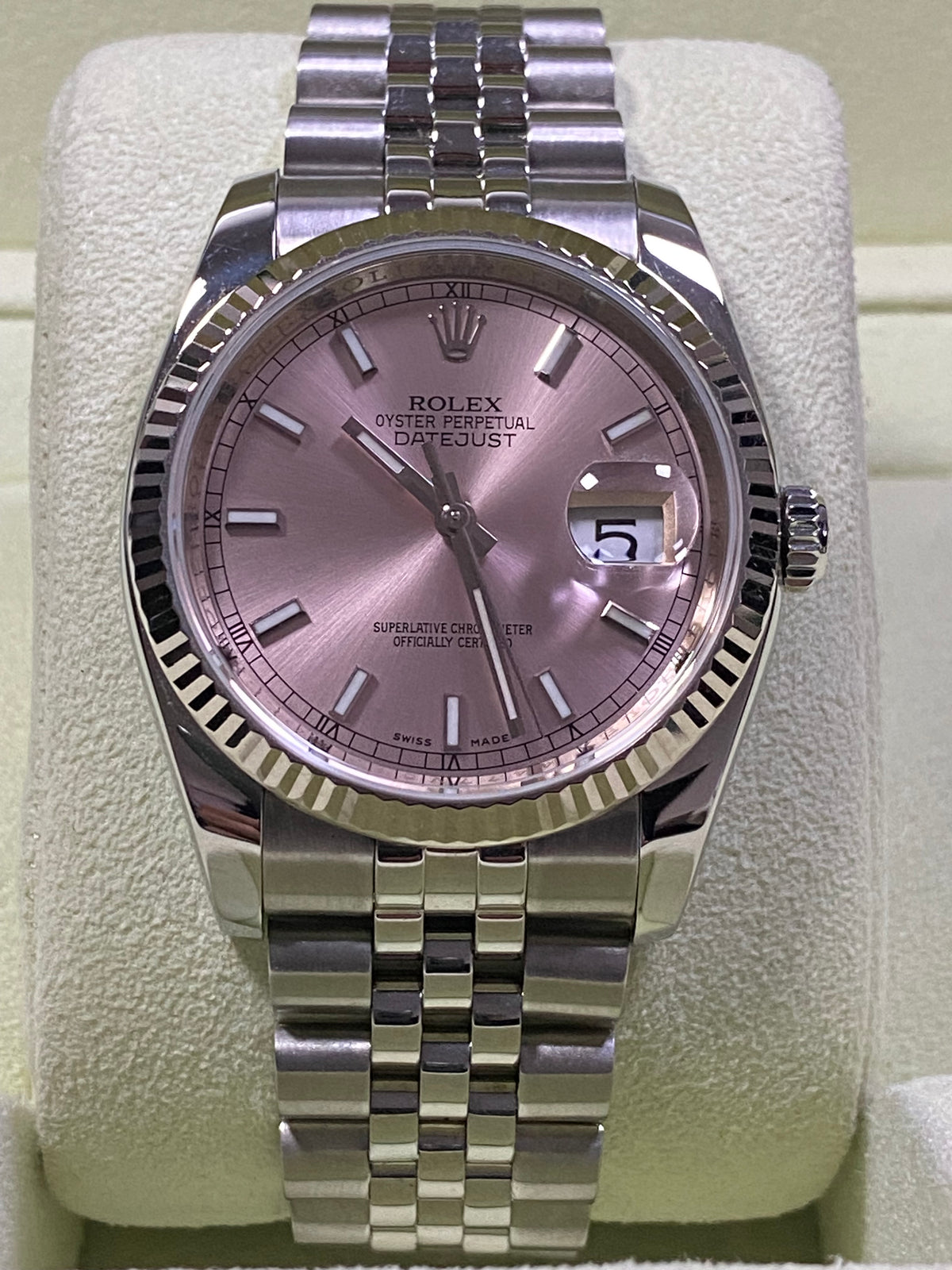 Rolex Steel Datejust 36 - Fluted Bezel - Pink Index Dial - Jubilee Bracelet - 116234