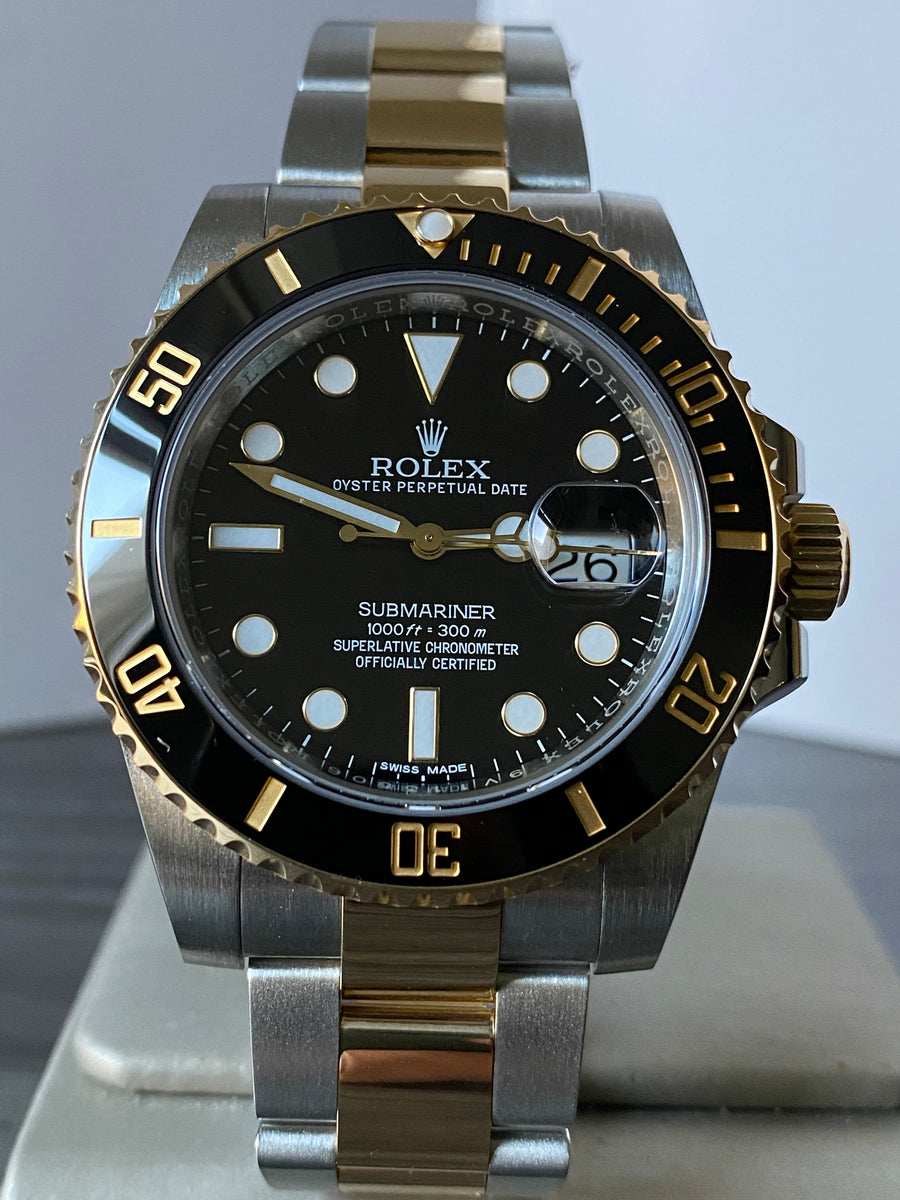 Rolex Steel and Gold Submariner Date - 2016 - Black Bezel - Black Dial - 116613