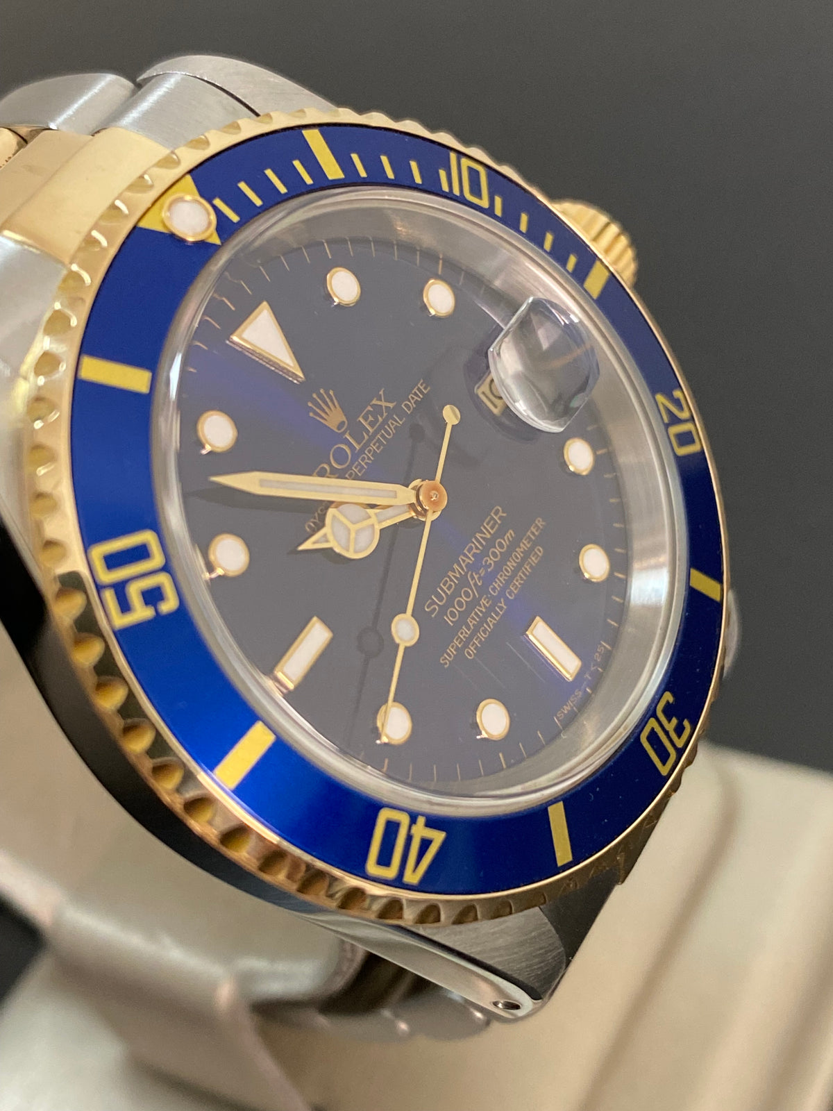 Rolex Yellow Gold and Steel Submariner Date - U serial - Pre Ceramic Blue Bezel - Blue Dial - 16613 *FULL SET*