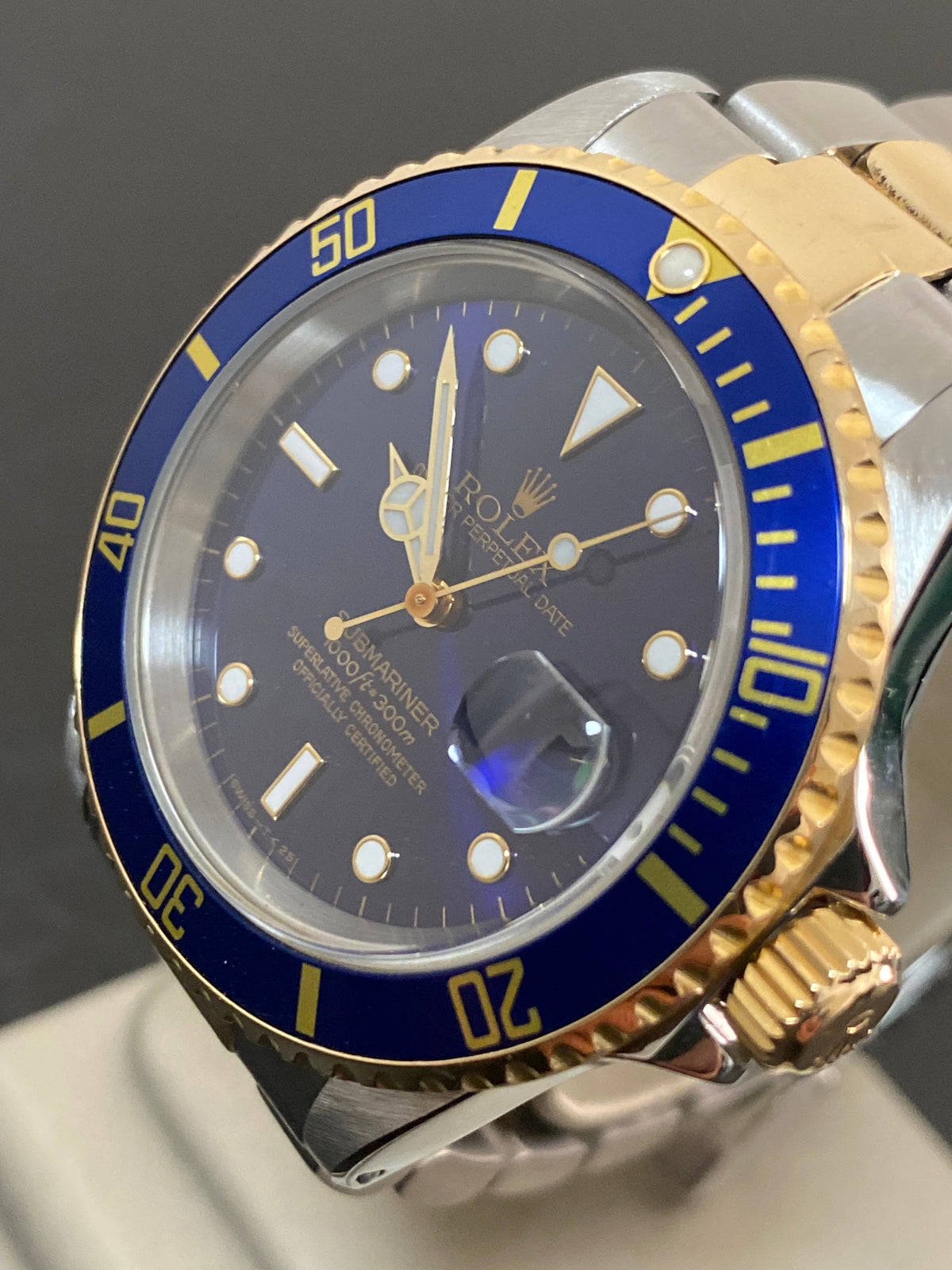 Rolex Yellow Gold and Steel Submariner Date - U serial - Pre Ceramic Blue Bezel - Blue Dial - 16613 *FULL SET*