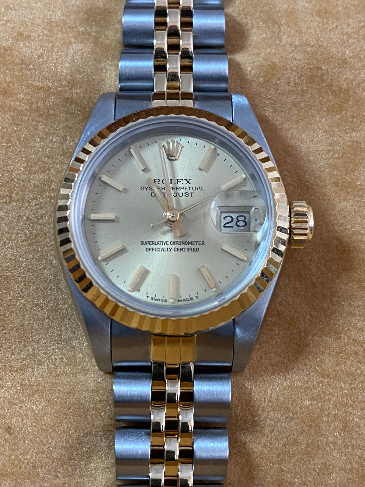 Rolex Steel and Yellow Gold Lady-Datejust - E serial - Fluted Bezel - Champagne Index Dial - Jubilee Bracelet - 69173