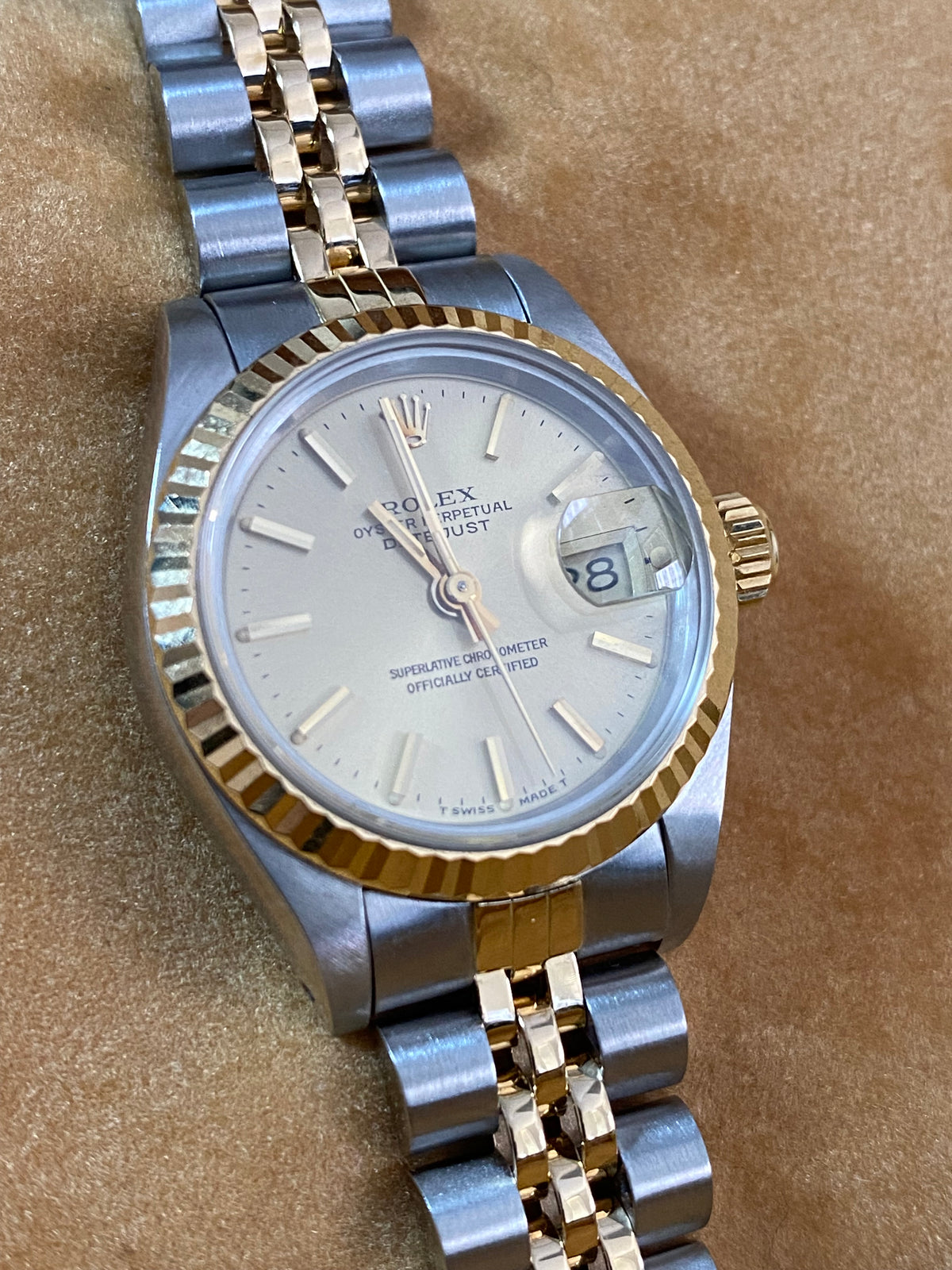 Rolex Steel and Yellow Gold Lady-Datejust - E serial - Fluted Bezel - Champagne Index Dial - Jubilee Bracelet - 69173