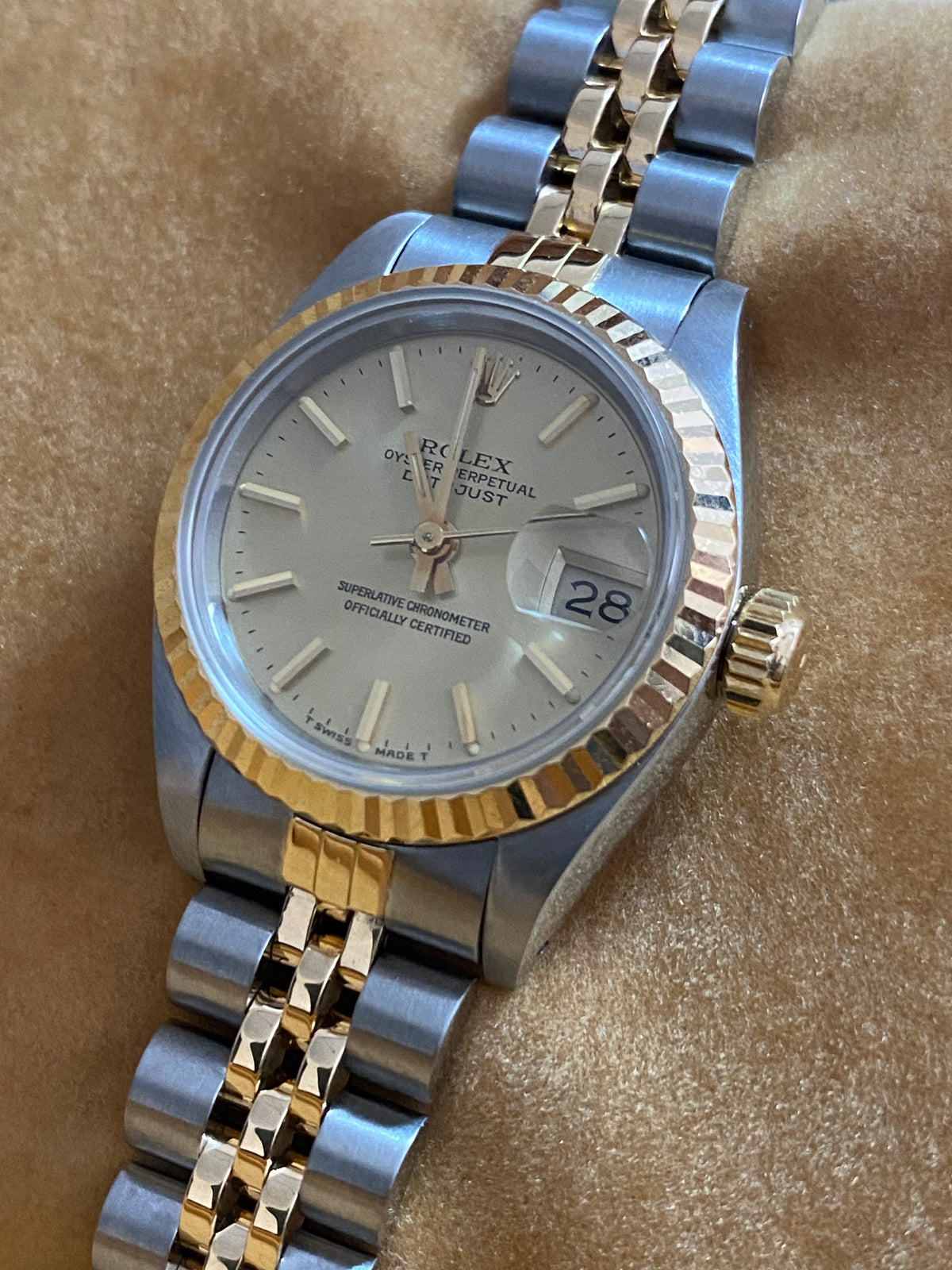 Rolex Steel and Yellow Gold Lady-Datejust - E serial - Fluted Bezel - Champagne Index Dial - Jubilee Bracelet - 69173