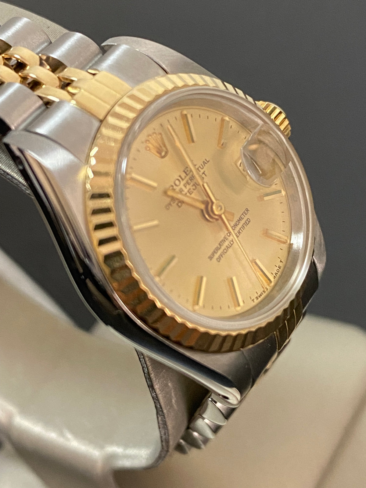 Rolex Steel and Yellow Gold Lady-Datejust - E serial - Fluted Bezel - Champagne Index Dial - Jubilee Bracelet - 69173