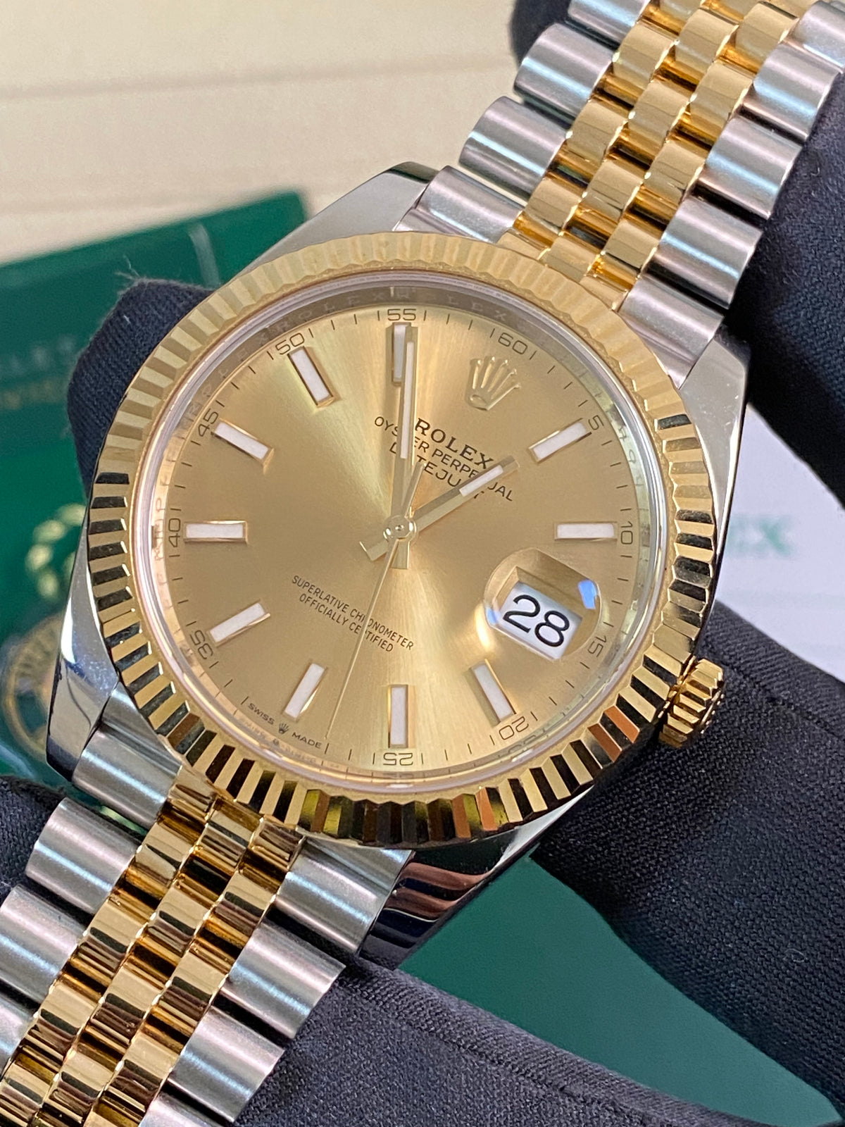 Rolex Steel and Yellow Gold Datejust 41 - 2019 - Fluted Bezel - Champagne Index Dial - Jubilee Bracelet - 126333 *FULL SET*