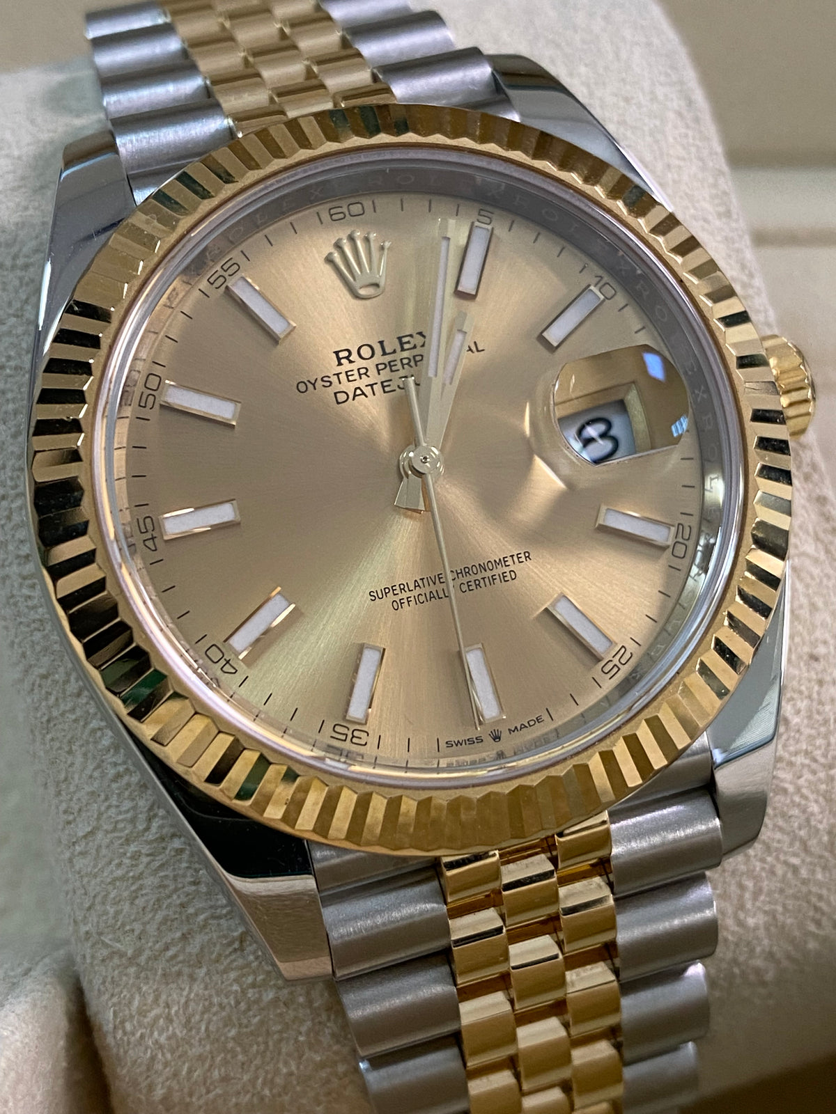 Rolex Steel and Yellow Gold Datejust 41 - 2019 - Fluted Bezel - Champagne Index Dial - Jubilee Bracelet - 126333 *FULL SET*