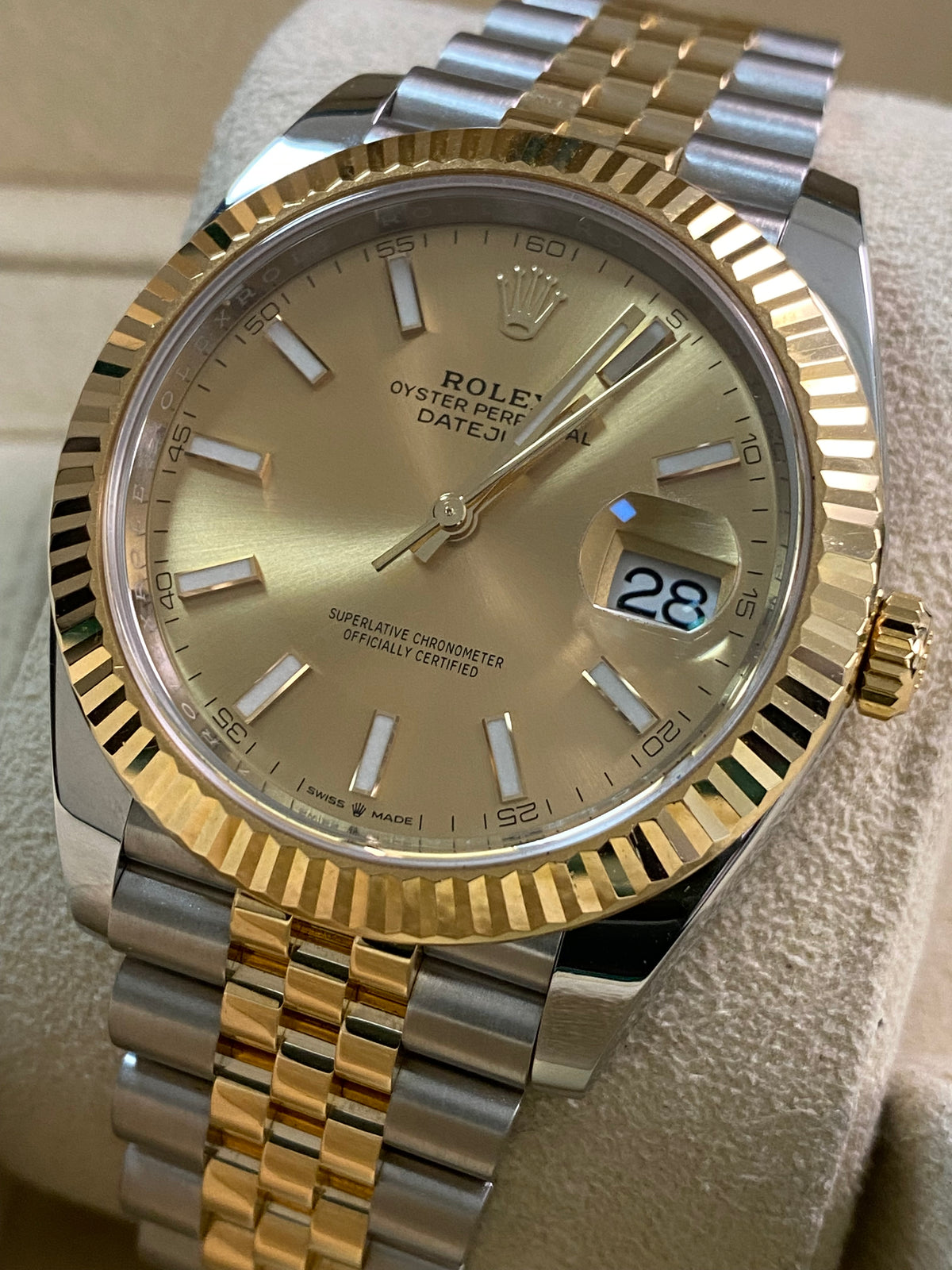 Rolex Steel and Yellow Gold Datejust 41 - 2019 - Fluted Bezel - Champagne Index Dial - Jubilee Bracelet - 126333 *FULL SET*