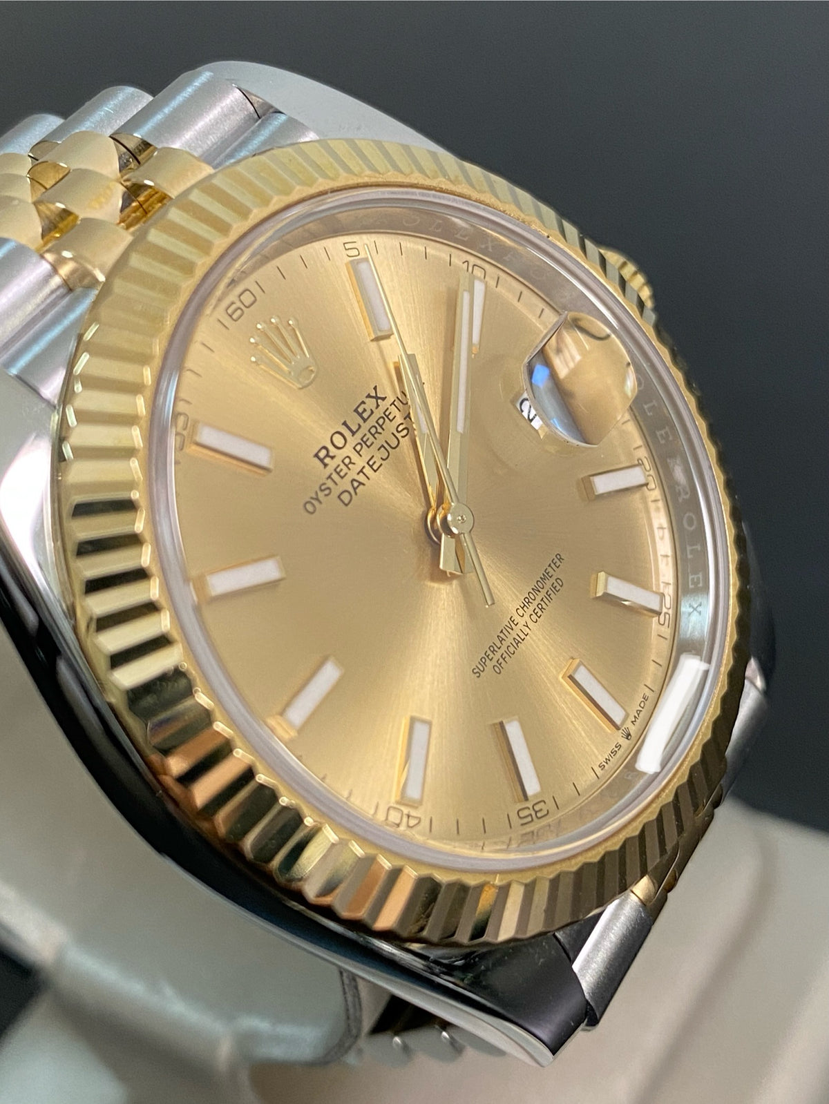 Rolex Steel and Yellow Gold Datejust 41 - 2019 - Fluted Bezel - Champagne Index Dial - Jubilee Bracelet - 126333 *FULL SET*