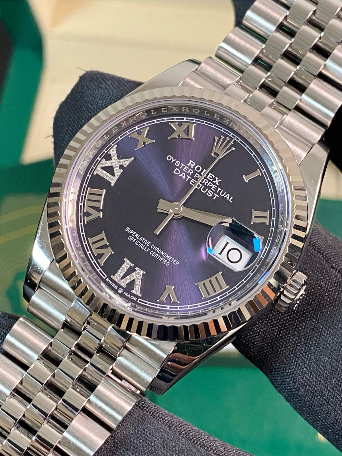 Rolex Steel Datejust 36 - 2024 - Fluted Bezel - Purple Roman Dial - Jubilee Bracelet - 126234 *FULL SET*