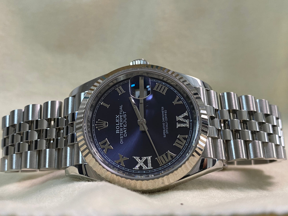 Rolex Steel Datejust 36 - 2024 - Fluted Bezel - Purple Roman Dial - Jubilee Bracelet - 126234 *FULL SET*