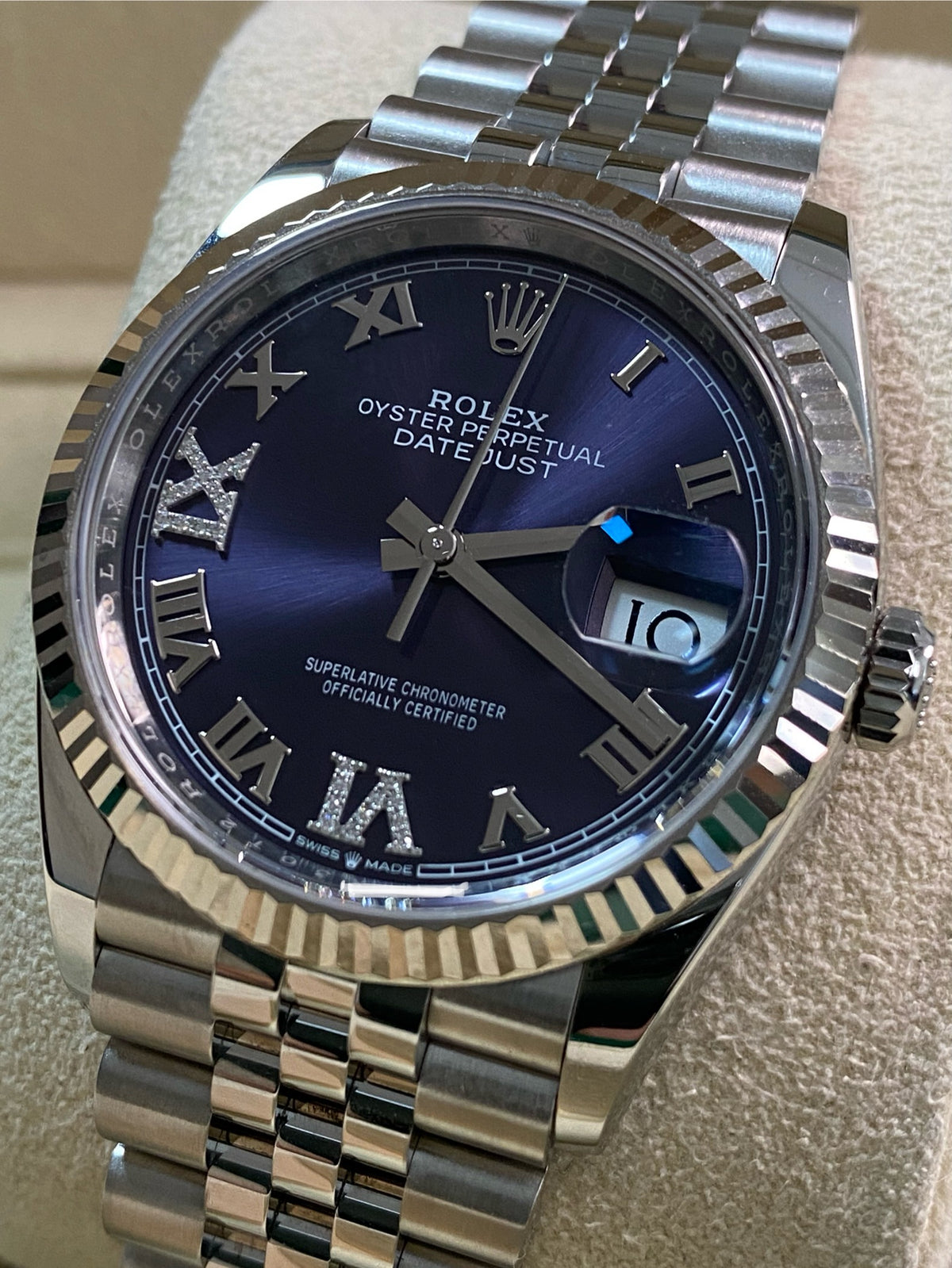 Rolex Steel Datejust 36 - 2024 - Fluted Bezel - Purple Roman Dial - Jubilee Bracelet - 126234 *FULL SET*