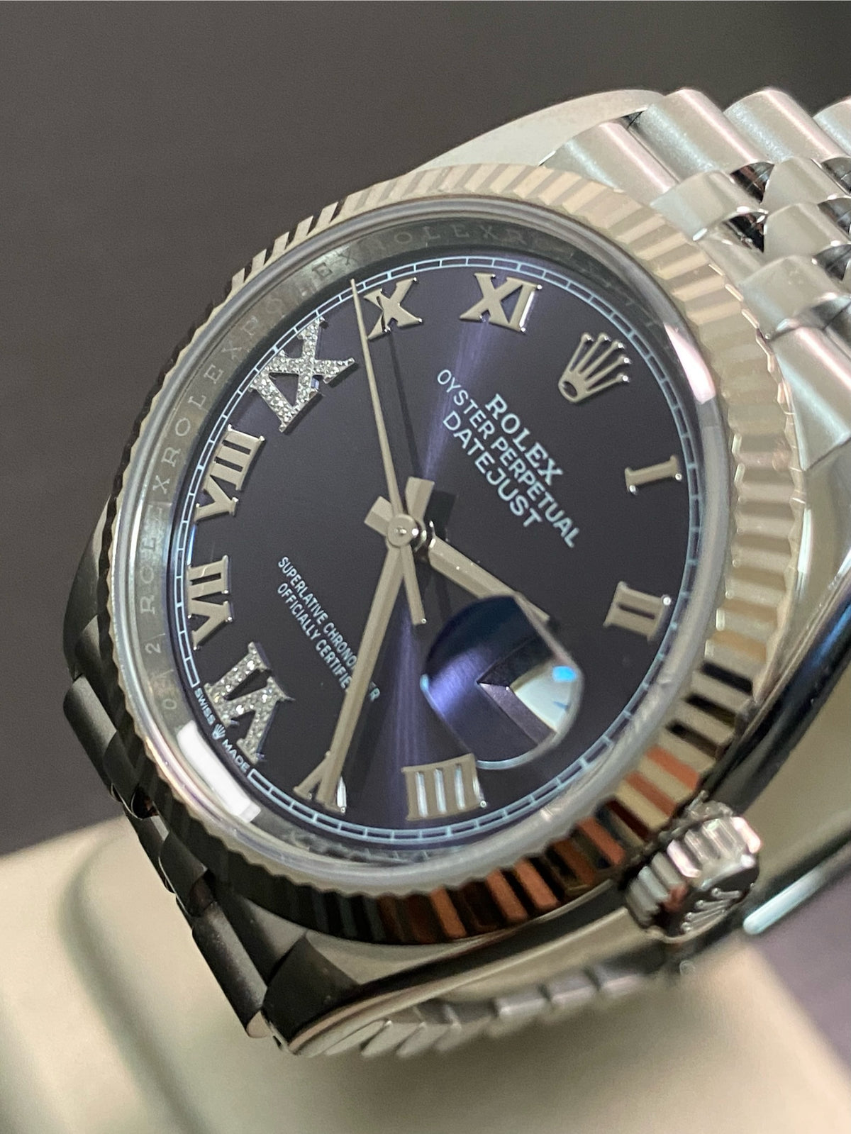 Rolex Steel Datejust 36 - 2024 - Fluted Bezel - Purple Roman Dial - Jubilee Bracelet - 126234 *FULL SET*