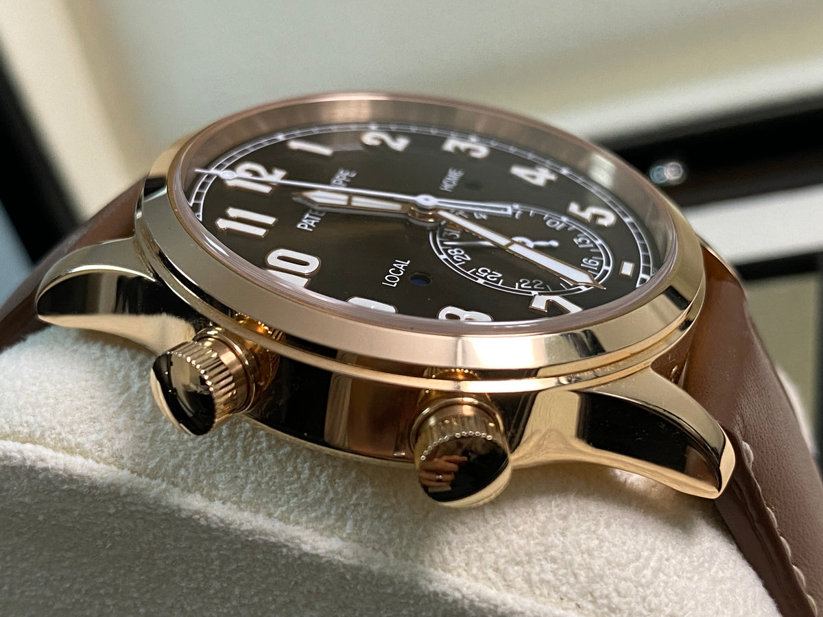 Patek Philippe Complications Calatrava Pilot Travel Time - 42 mm - 2023 - Rose Gold - Chocolate Dial - 5524R-001 *FULL SET*