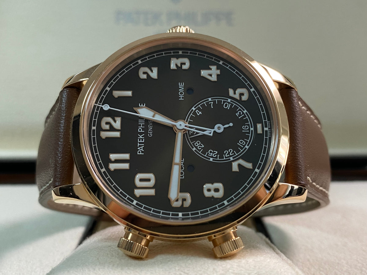 Patek Philippe Complications Calatrava Pilot Travel Time - 42 mm - 2023 - Rose Gold - Chocolate Dial - 5524R-001 *FULL SET*