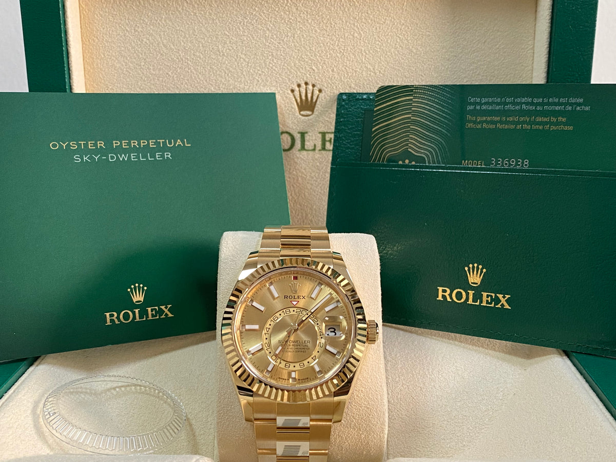 Rolex Yellow Gold Sky-Dweller - 2023 - Champagne Index Dial - Oyster Bracelet - 336938