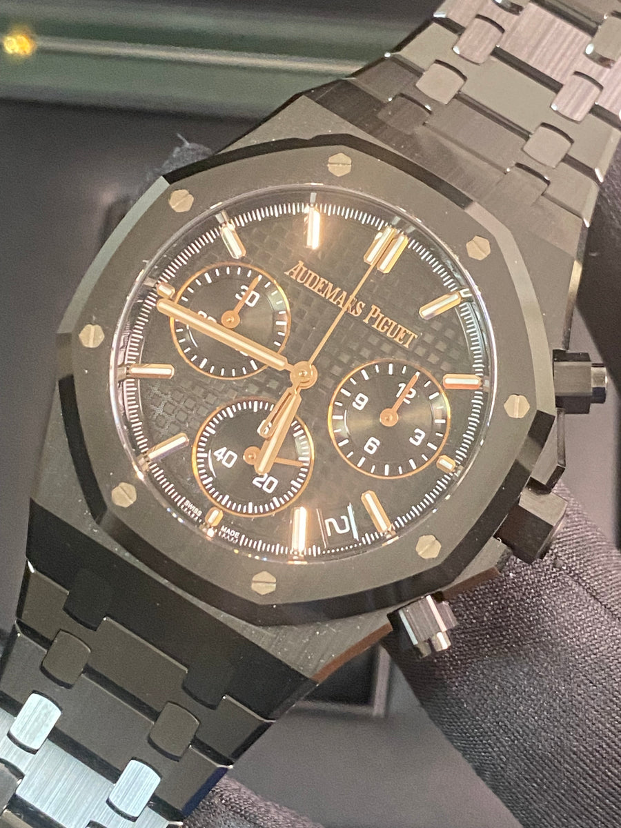 Audemars Piguet Royal Oak Chronograph Black Ceramic- 2024 - Black Grand Tapisserie Dial - 26240CE *FULL SET*