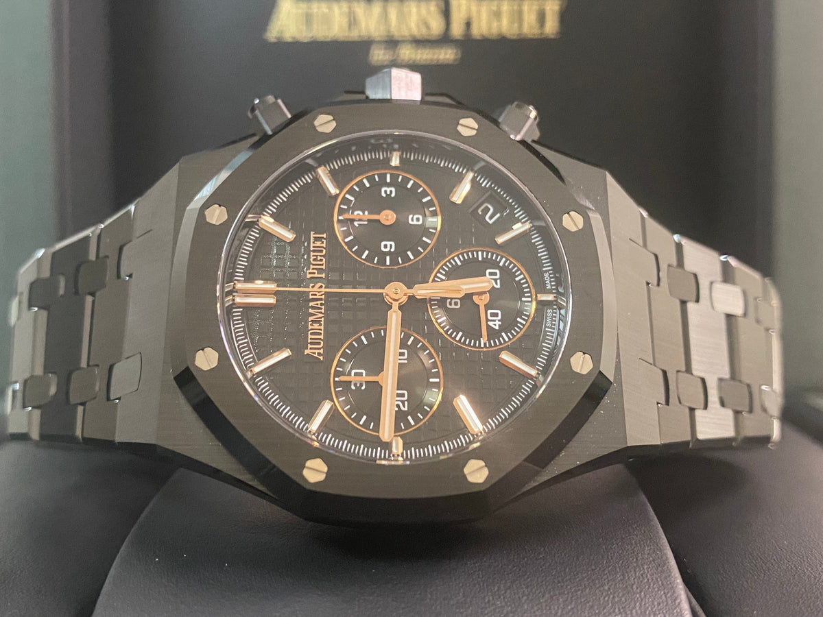 Audemars Piguet Royal Oak Chronograph Black Ceramic- 2024 - Black Grand Tapisserie Dial - 26240CE *FULL SET*