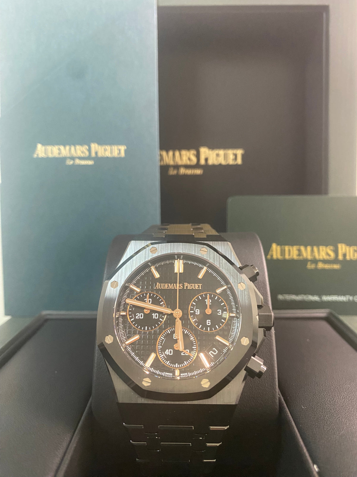 Audemars Piguet Royal Oak Chronograph Black Ceramic- 2024 - Black Grand Tapisserie Dial - 26240CE *FULL SET*